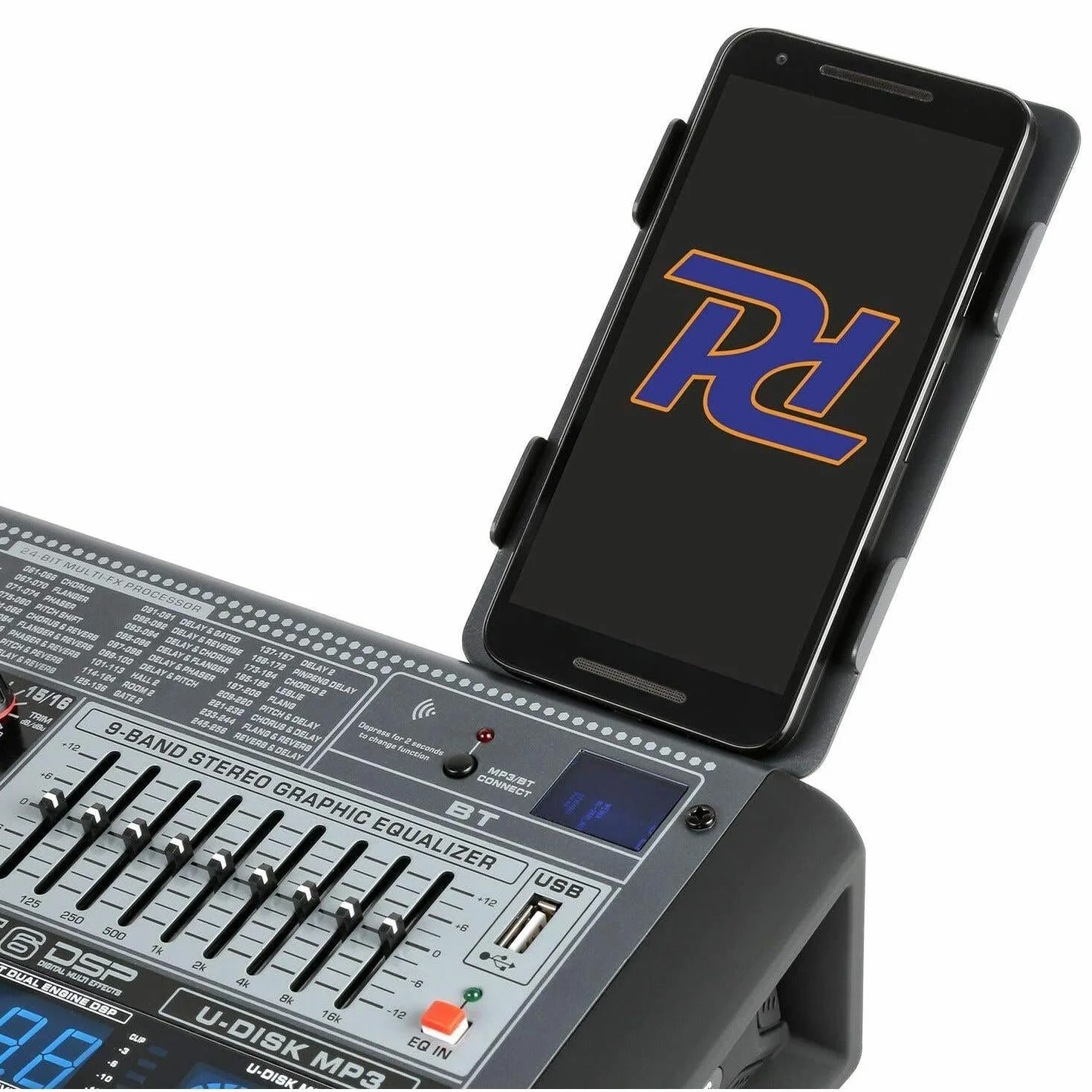 Power Dynamics PDM-S604 - Mezclador DJ profesional de 6 canales con efectos DSP, ecualizador gráfico de 9 bandas, Bluetooth, Reproductor USB/MP3, entrada de micrófono, ideal para música en directo