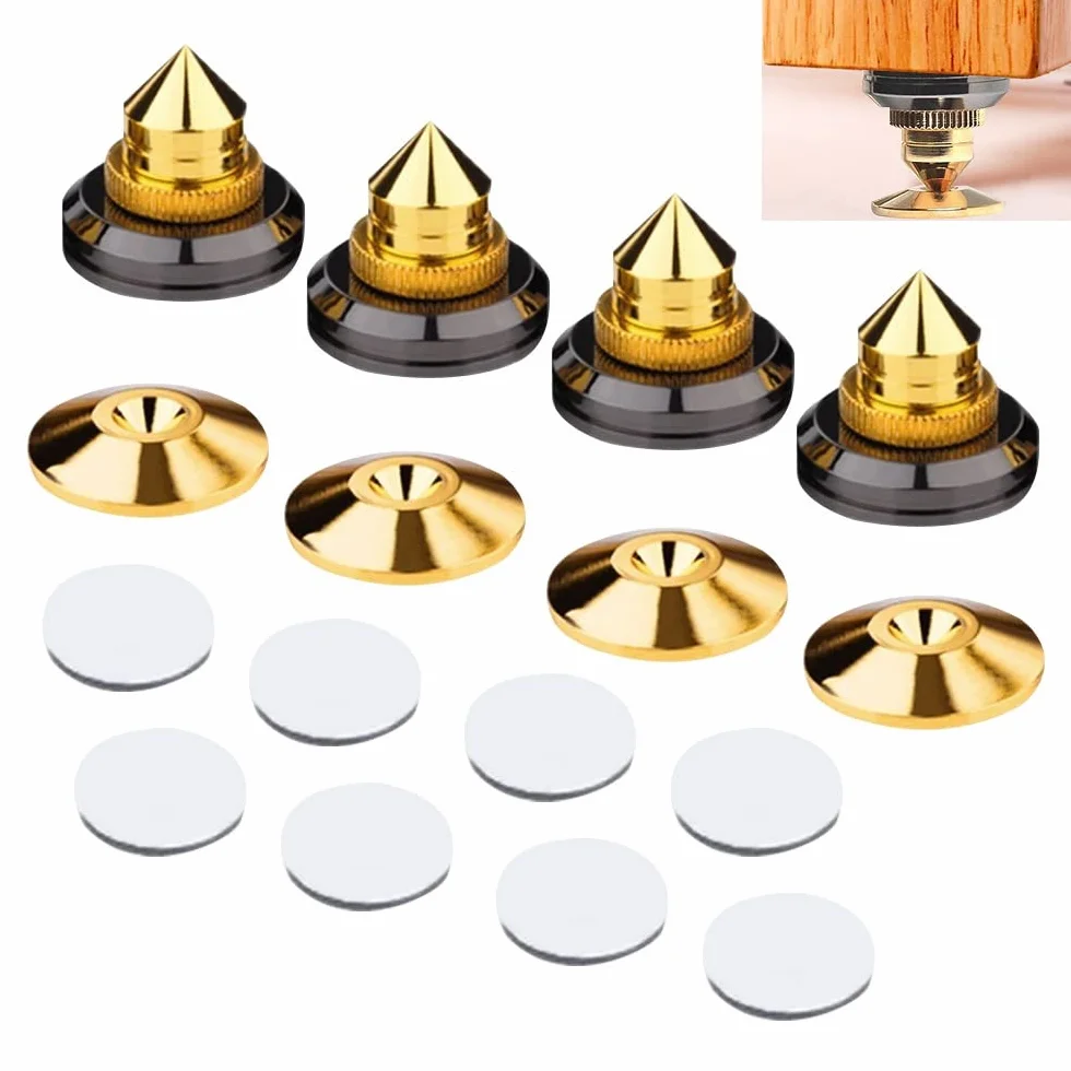 Puntas de Aleación de Zinc para Altavoces, Soportes Antivibración, Almohadilla de Base de Choque 4PCS