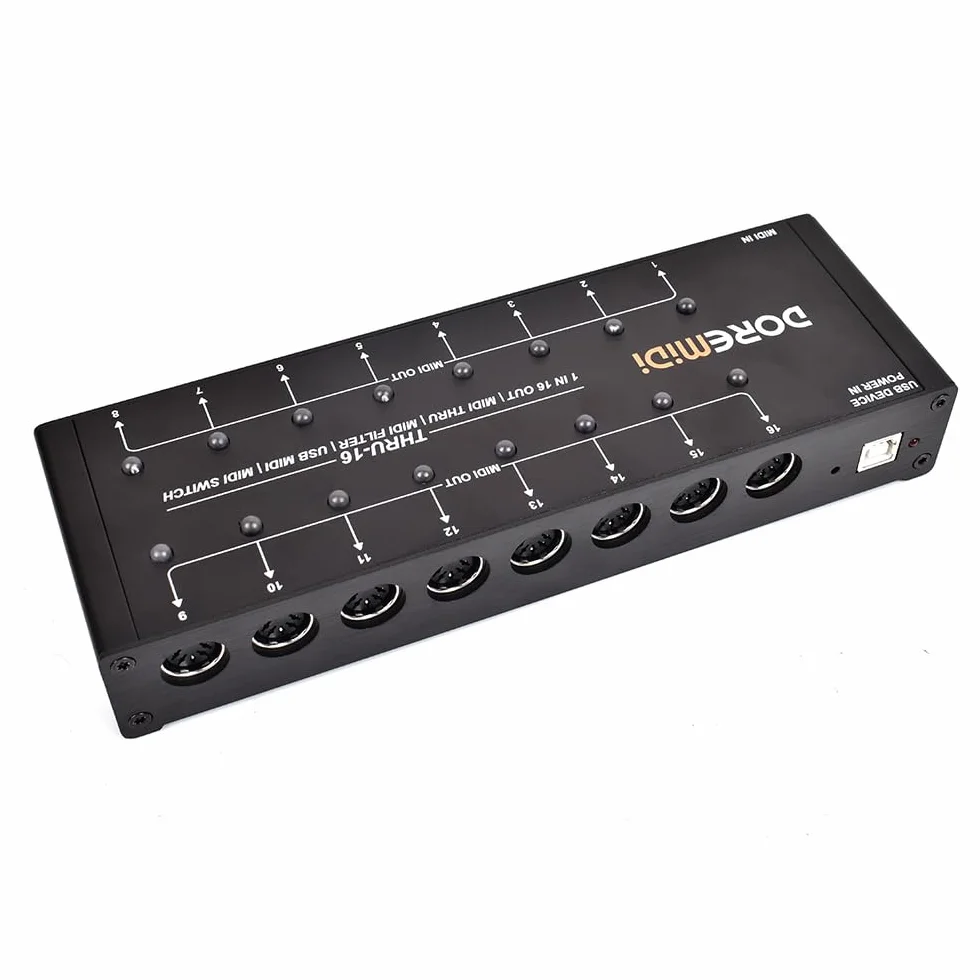 MIDI THRU-16 Box Filter & Switch 1 MIDI Input into 16 MIDI outputs and each MIDI output can edit MIDI filters(THRU-16)