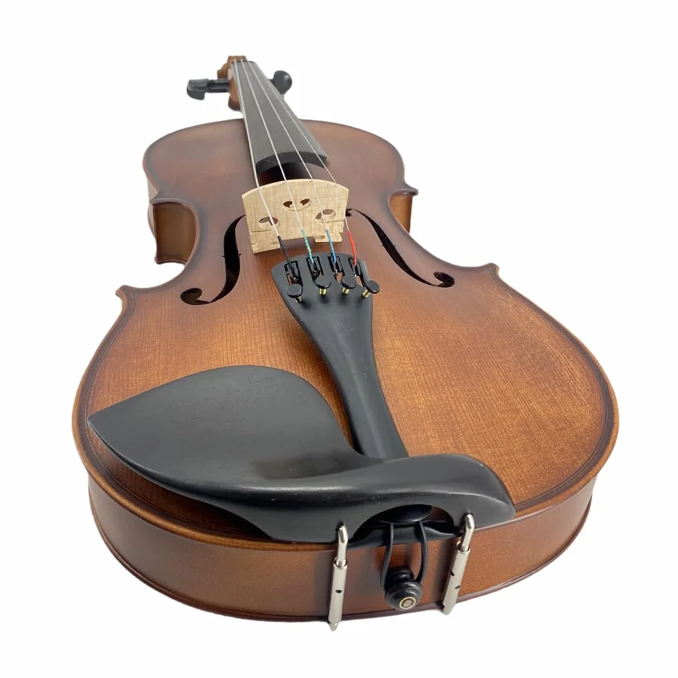 Yinfente Viola acústica de 4 cuerdas de 15 pulgadas, tamaño completo para estudiantes, principiantes, instrumento de viola completo hecho a mano profesional con funda, arco de Brasil, paño de limpieza