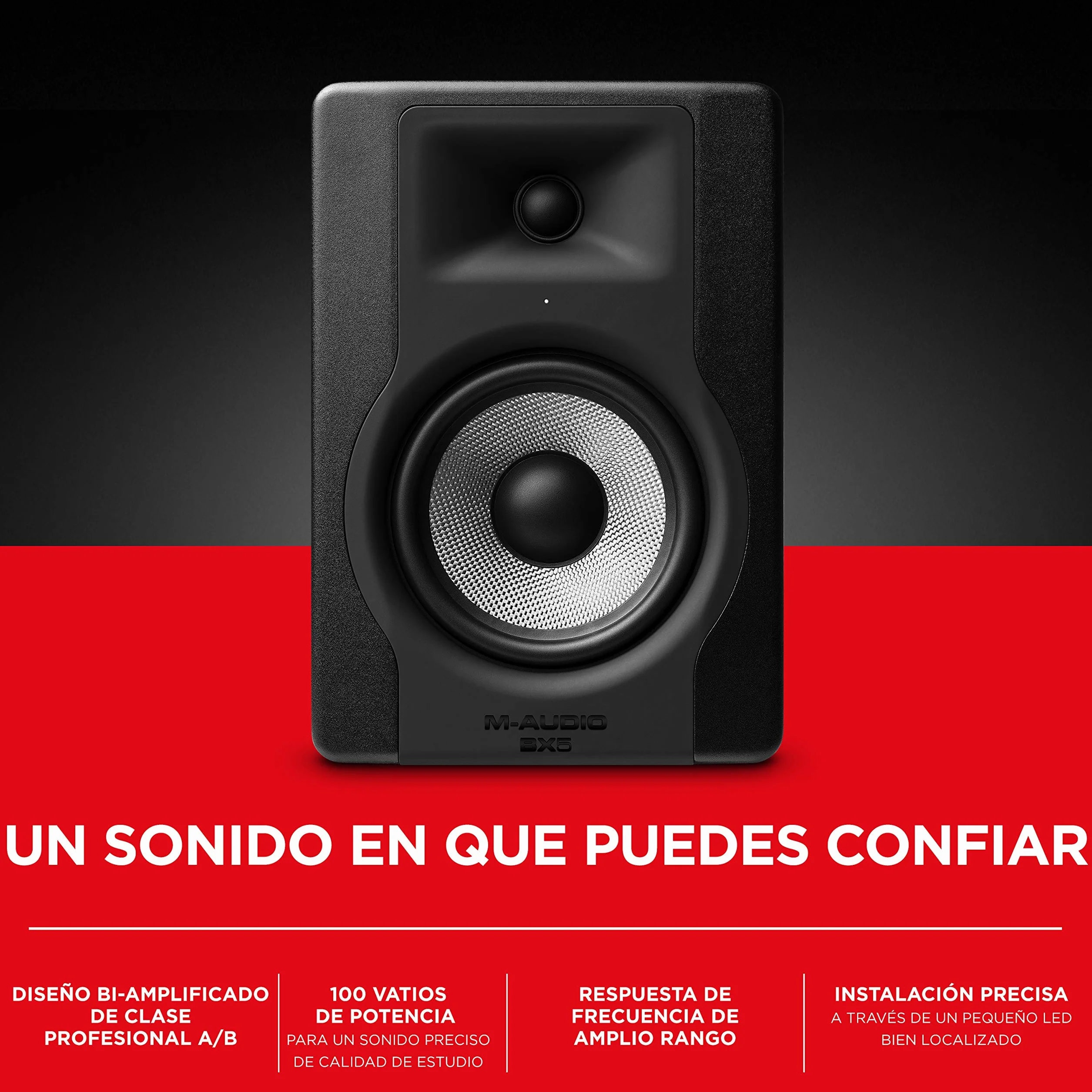 M-AUDIO BX5 D3 5 Pulgadas Monitor de Estudio, аltavoz Activo, con woofer 5 Pulgadas para producción Musical y Mezclas, con función Acoustic Space Control - 1 Pieza