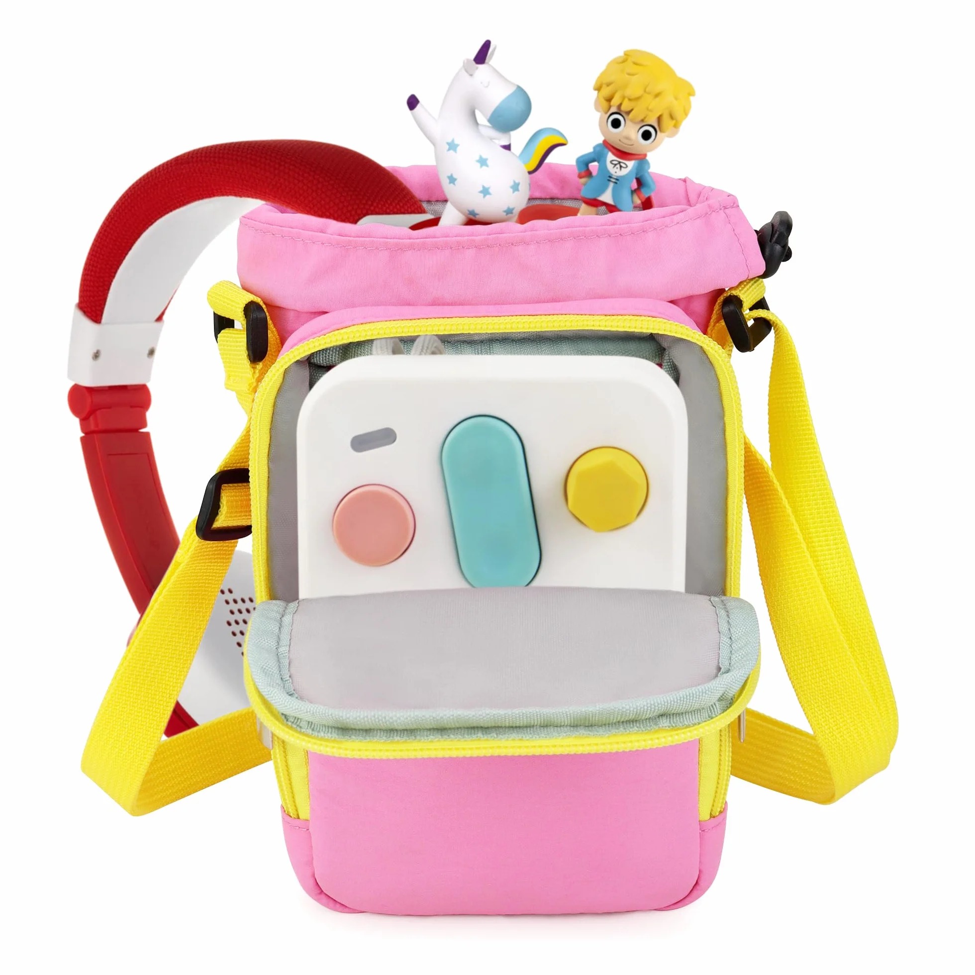 Bolsa de Transporte Compatible con FABA+ Cuentacuentos, con Compartimento para Personajes Sonoros y Auriculares (Rosa)
