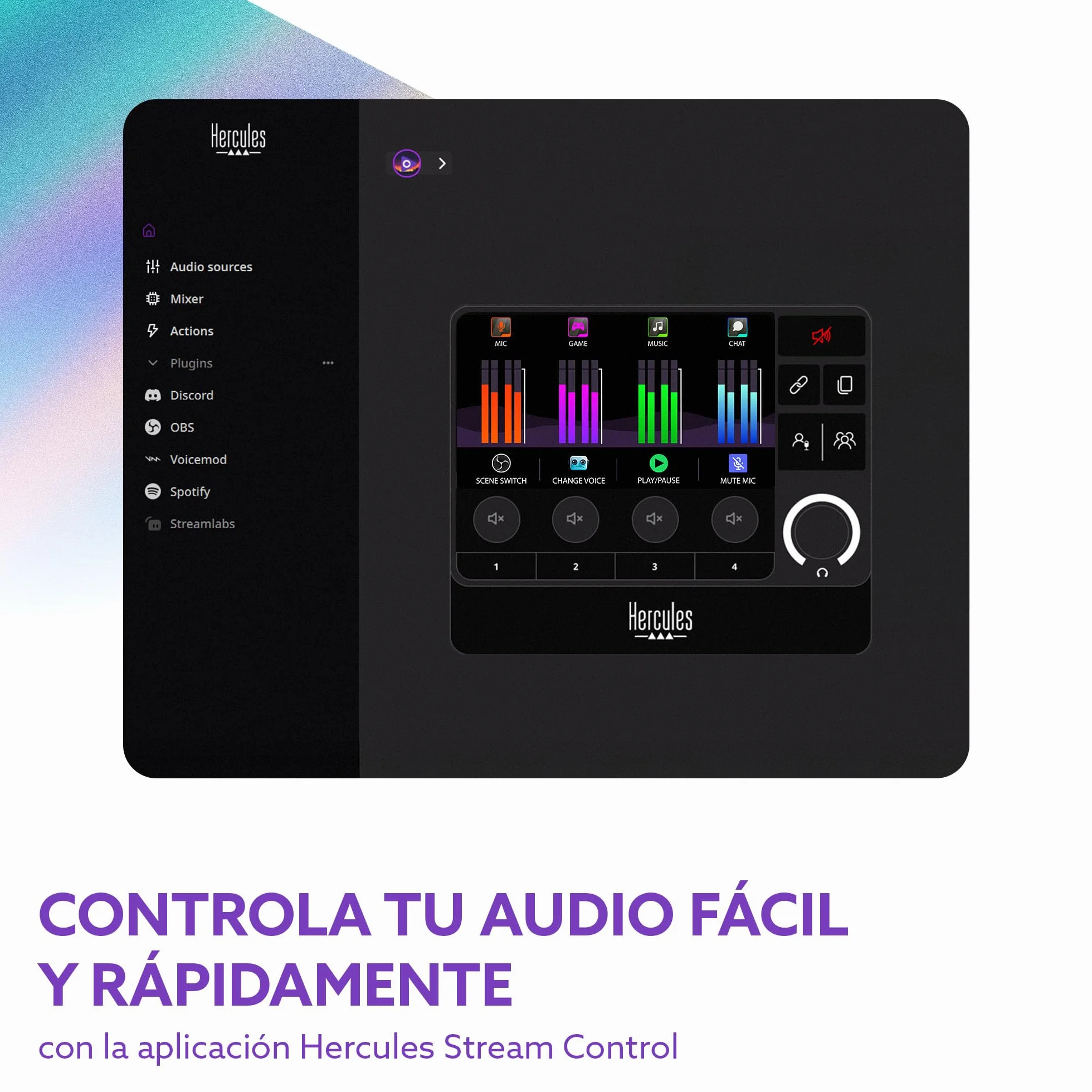 Hercules Stream 200 XLR - Mezclador de Audio y Tarjeta de Sonido para Streaming (Entrada XLR Profesional, Pantalla LCD, Control de Mezcla Dual para Público/DJ, PC Windows) Negro