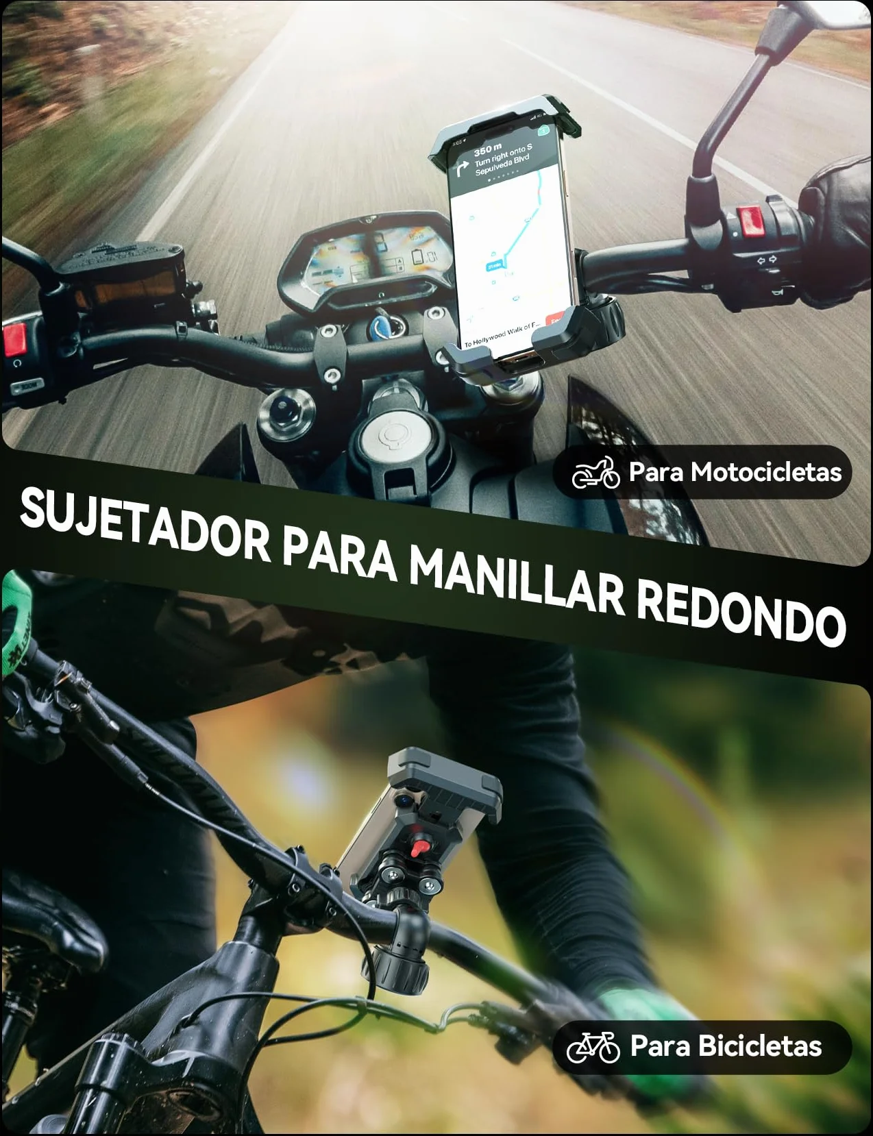 JOYROOM Universal Soporte Movil Moto Bicicleta Anti-Vibración para iPhone 17/16/15/14 Pro MAX Samsung S25/S24 Ultra Smartphones 4,7"-7"