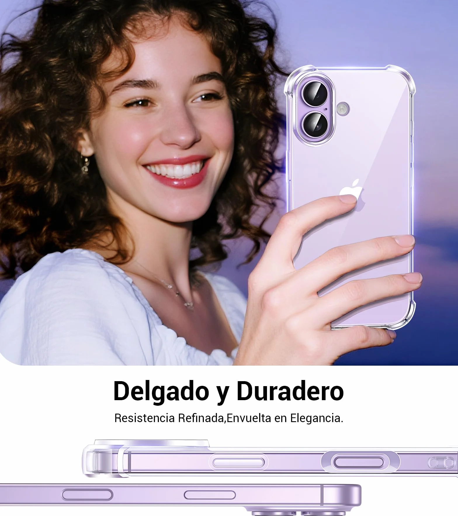 FLLAO 5 en 1 Funda para iPhone 17 con 2 Protector Pantalla y 2 Protector Lente Cámara, [Almohadilla de Aire integrada] Antigolpes Antiarañazos Phone Carcasa 6,3 Pulgadas, Transparente
