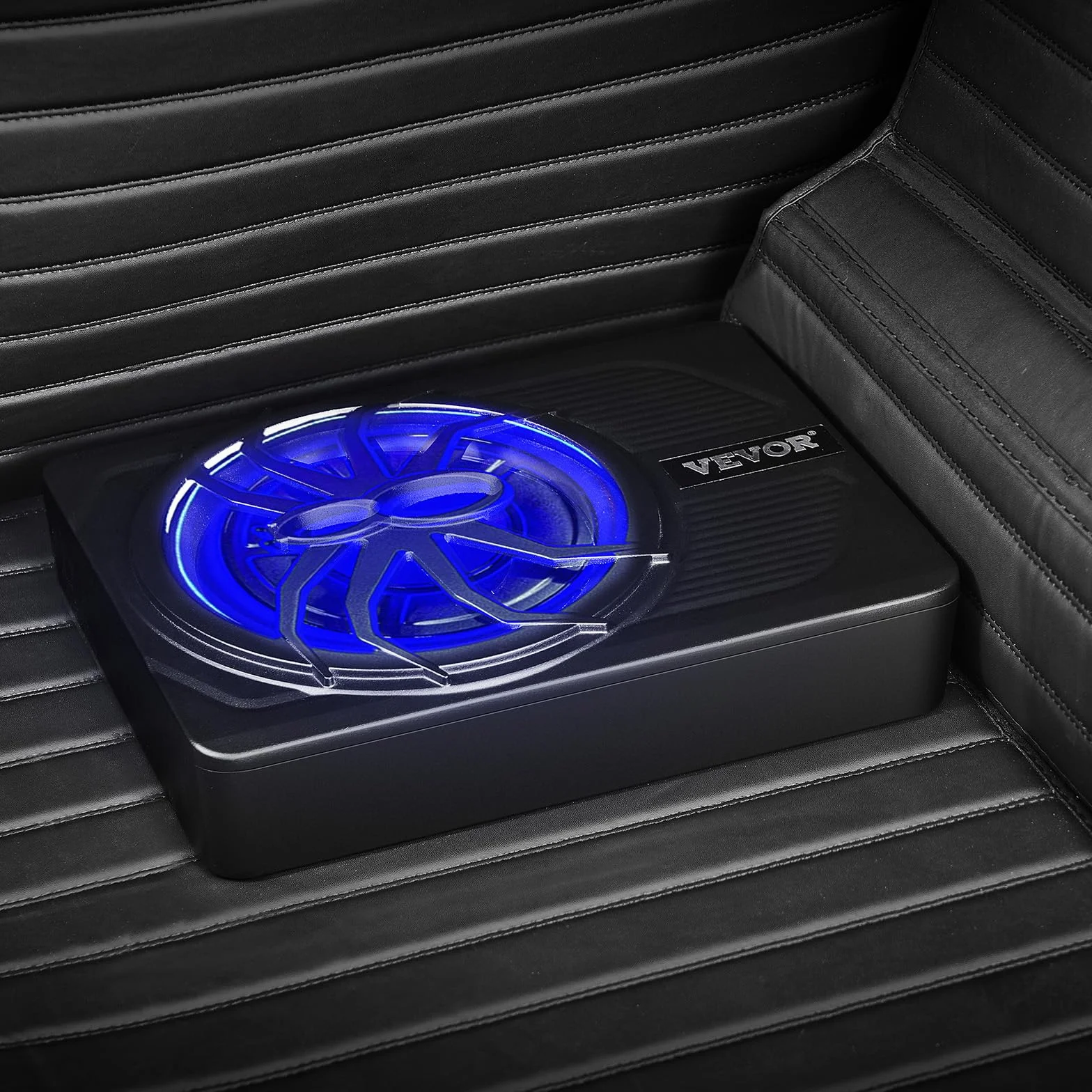 VEVOR Subwoofer para Debajo del Asiento para Automóvil 254 mm 440 W Altavoz Compacto para Coche Amplificador Incorporado Entrada Bajo Controlador de Volumen Control Remoto con Cable