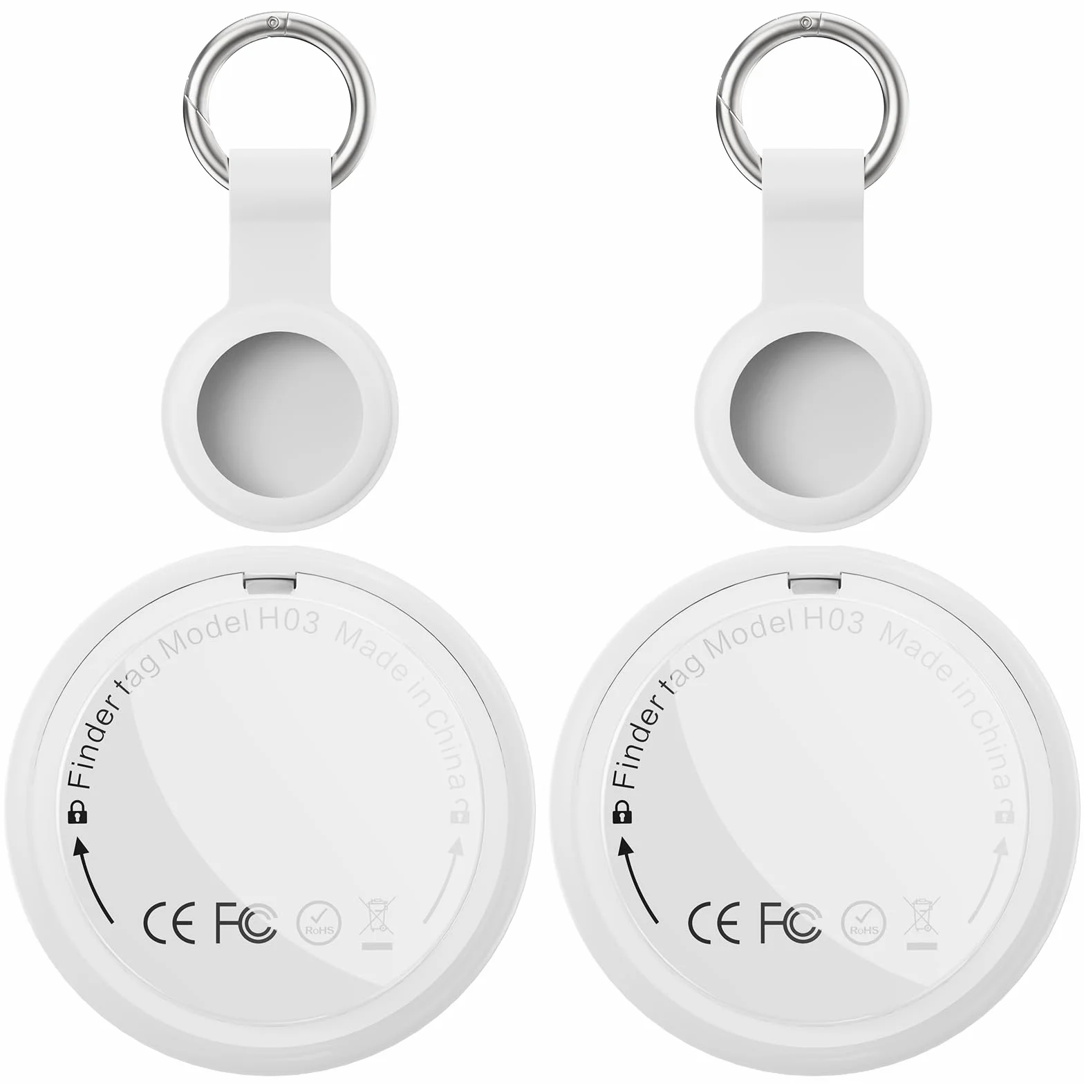 Localizador Bluetooth Blanco - 2 Pack Tracker Tag Funciona con Apple Buscar (Sólo iOS 14.5+), Encuentra Teléfono y Llaves, Rastreador GPS Impermeable para Carteras y Maletas, Batería Reemplazable