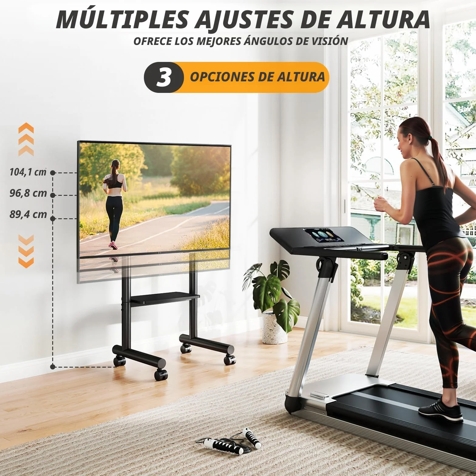 Soporte TV Móvil 5Rcom - Base Ajustable en Altura con Ruedas para Pantallas Planas LCD/LED/OLED de 32-70 Pulgadas - Carrito TV hasta 50 kg con Estante