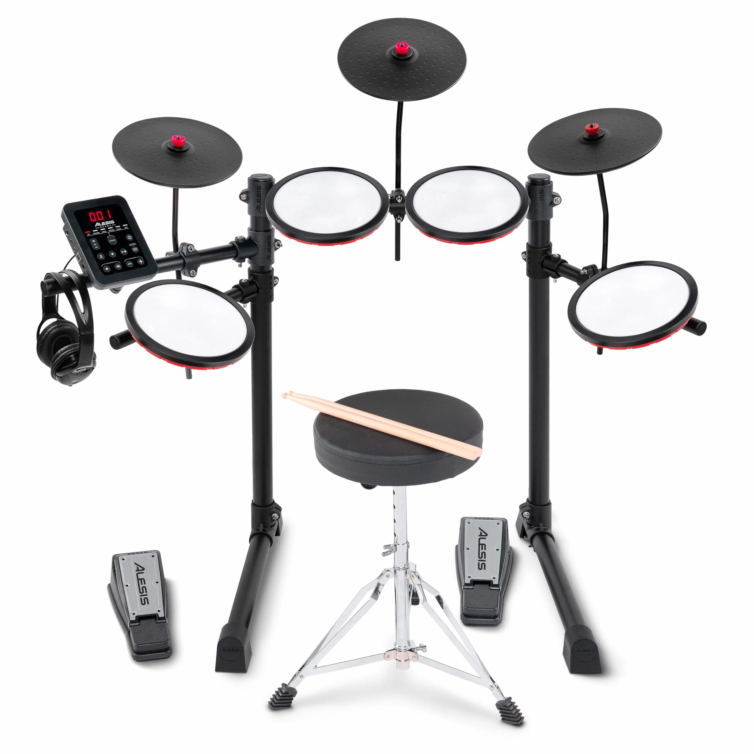 Alesis Turbo Max Set de Batería Eléctronica con Parches de Malla Silenciosos de 8 Pulgadas, Lecciones de Percusión, Bluetooth y Accesorios