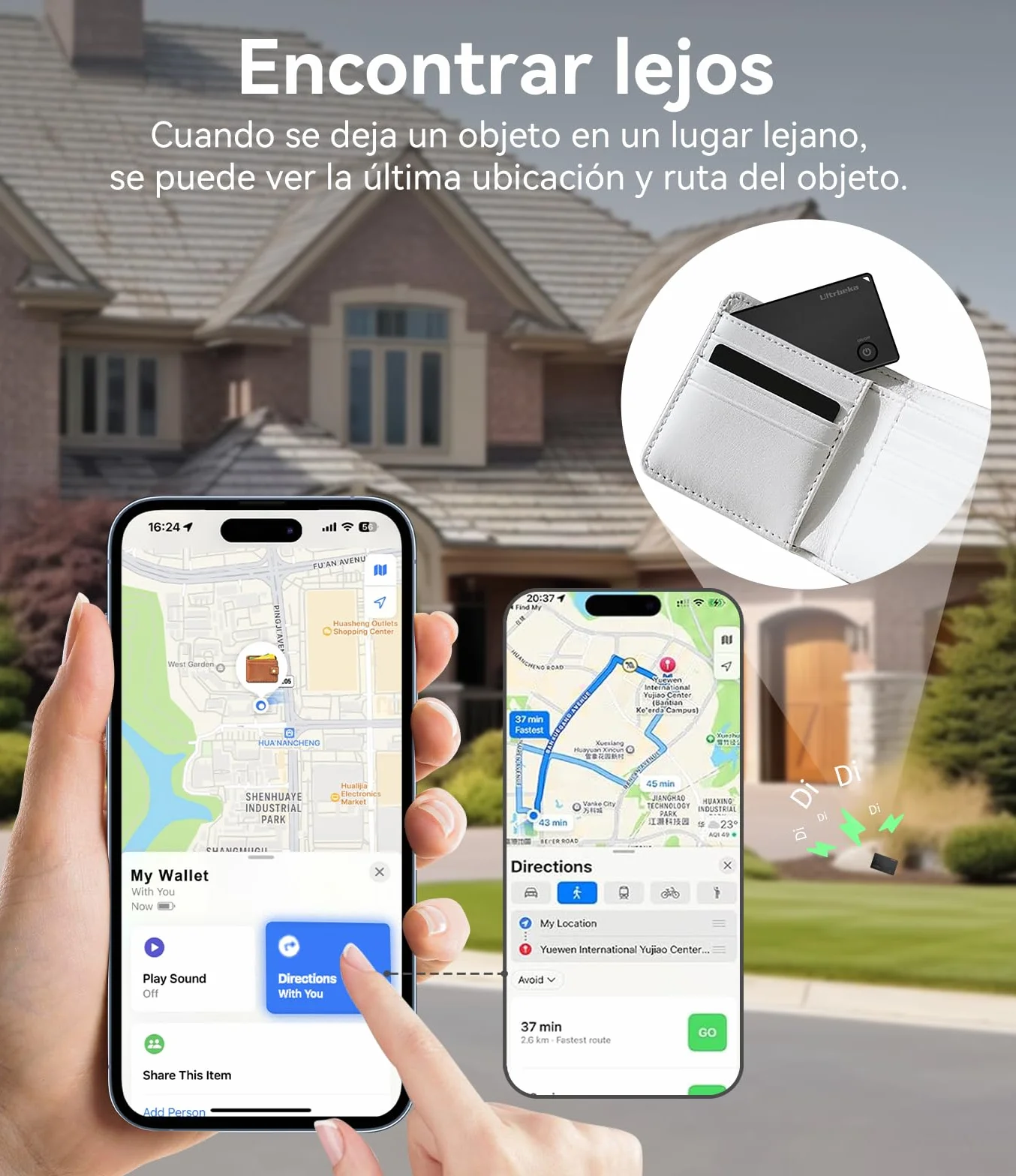 Ultra-Delgado Wallet Tracker MFi Certificado Compatible con Apple Find My | para Carteras, Llaves y Bolsos | Individual 1 Pack