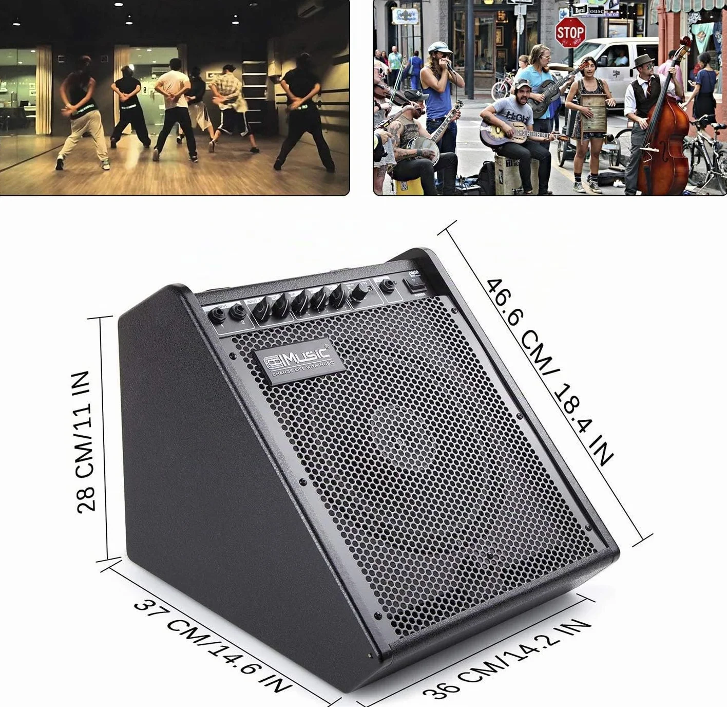Coolmusic 100W Bluetooth Amplificador de Monitor Personal Amplificador de Tambor eléctrico Altavoz, Teclado y Altavoz de Guitarra acústica