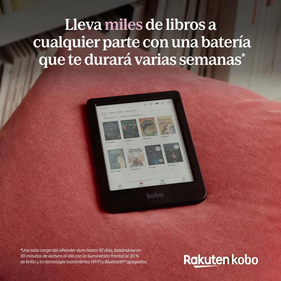 Kobo Clara Colour eReader 6" E Ink Kaleido 3 Pantalla Color sin Reflejos Modo Oscuro Resistente al Agua Audiolibros 16 GB Negro