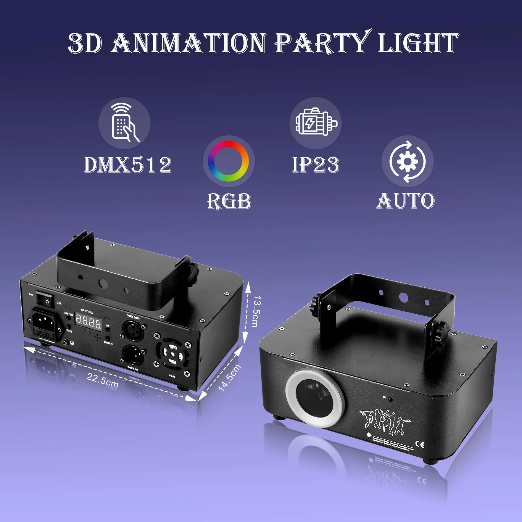 3D Animación Luces Discoteca, DJ RGB Luces Discoteca, DMX Sonido Activado Luces De Fiesta, Luces con Mando a Distancia, Luz Estroboscópica con Control Remoto para Fiesta Party Boda Escenario