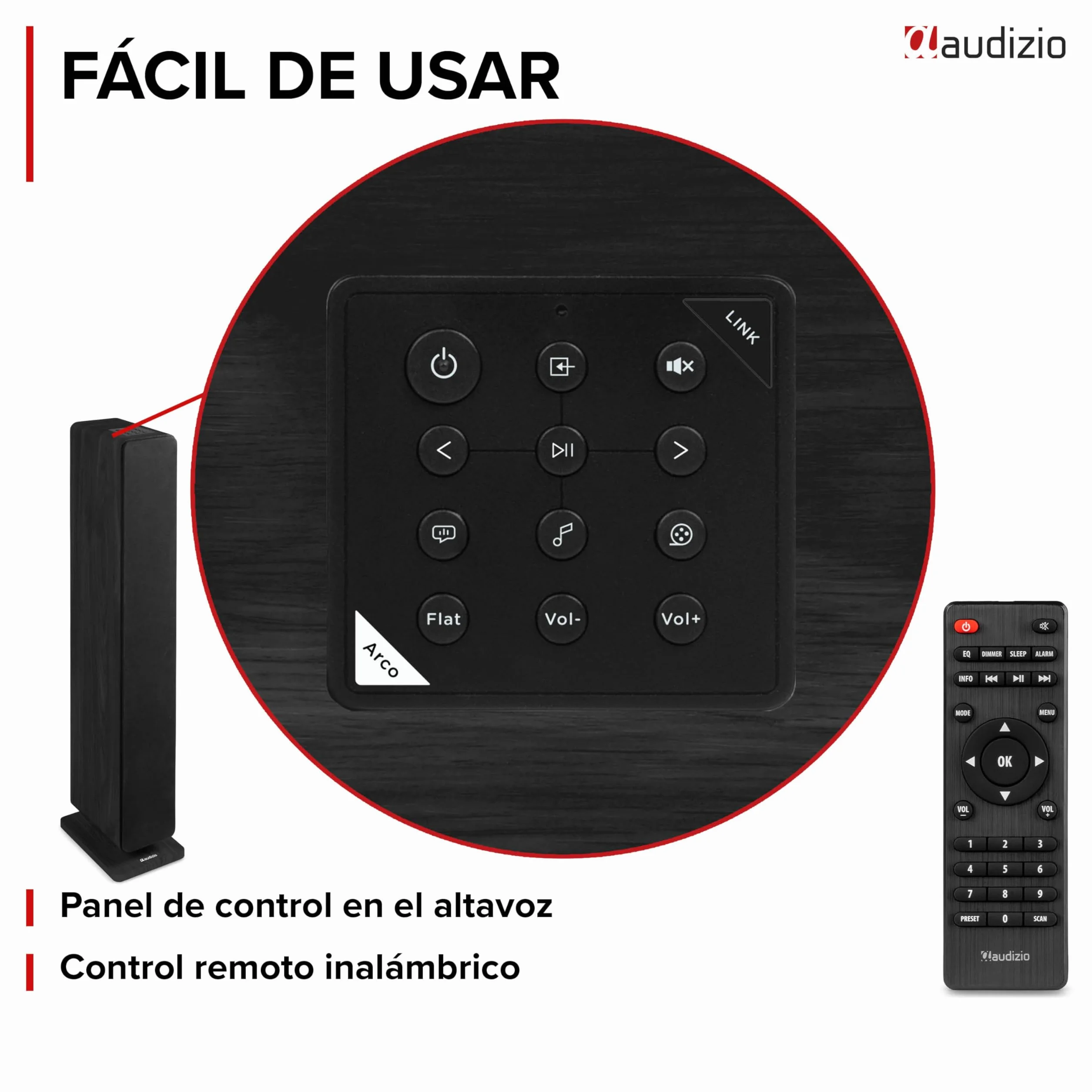 Audizio Arco Altavoz Bluetooth Potente 160W Torre con Amplificador Incorporado Negro
