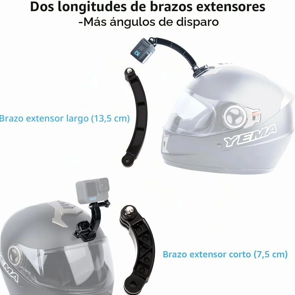 Soporte para cámara adhesiva, soporte adhesivo, soporte plano curvado casco, 16 accesorios para cámara de acción, con montaje GoPro, soportes adhesivos compatibles con GoPro y otras cámaras