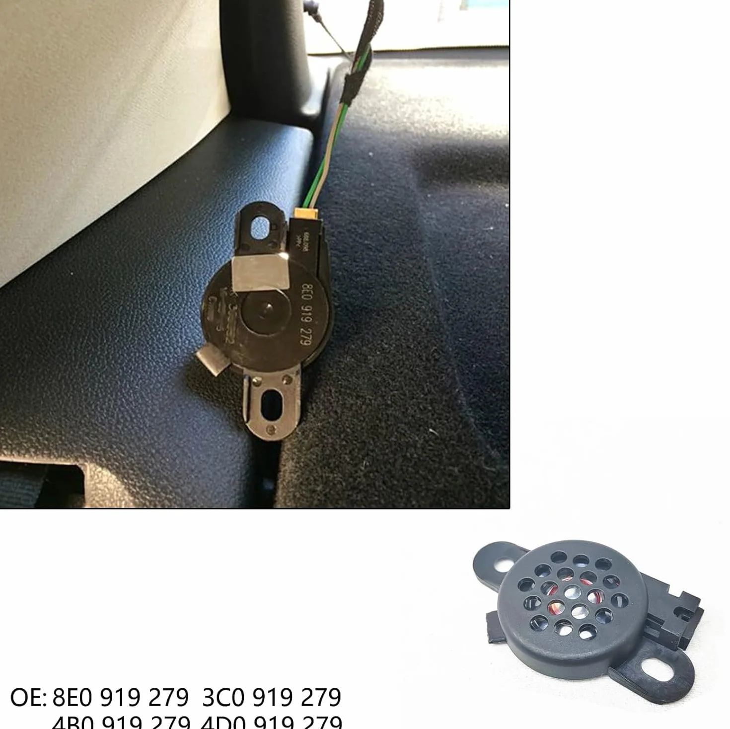 Altavoz de advertencia de aparcamiento PDC para coche, alarma de marcha atrás con cableado 8E0919279 5Q0919279 compatible con Volkswagen compatible con Audi