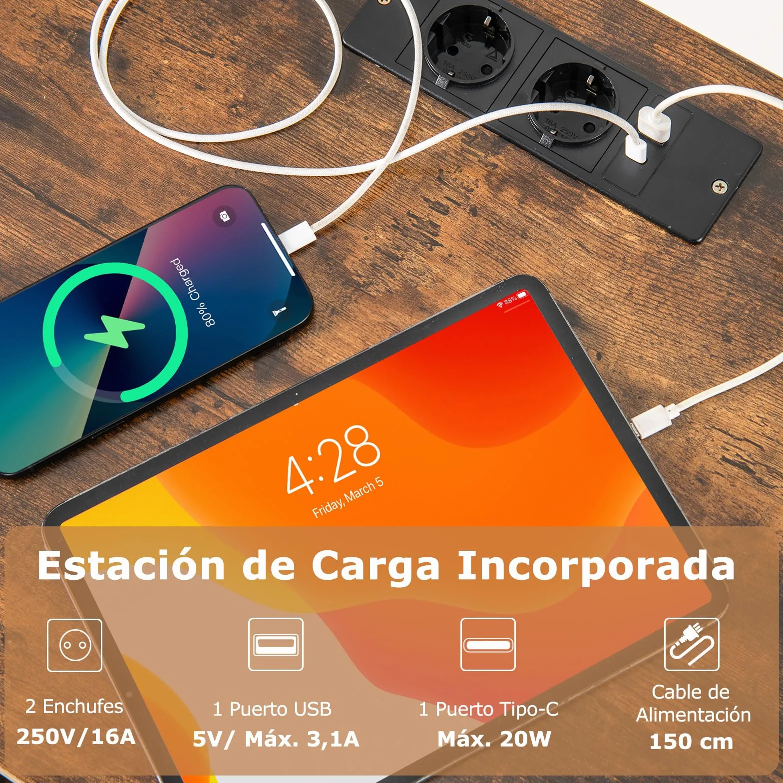 GOPLUS Soporte para Tocadiscos, Mesa para Discos con Estación de Carga Integrada, Mueble de Almacenamiento para Vinilos con Ruedas Bloqueables, Armario de Exhibición para Habitación, Sala de Estar