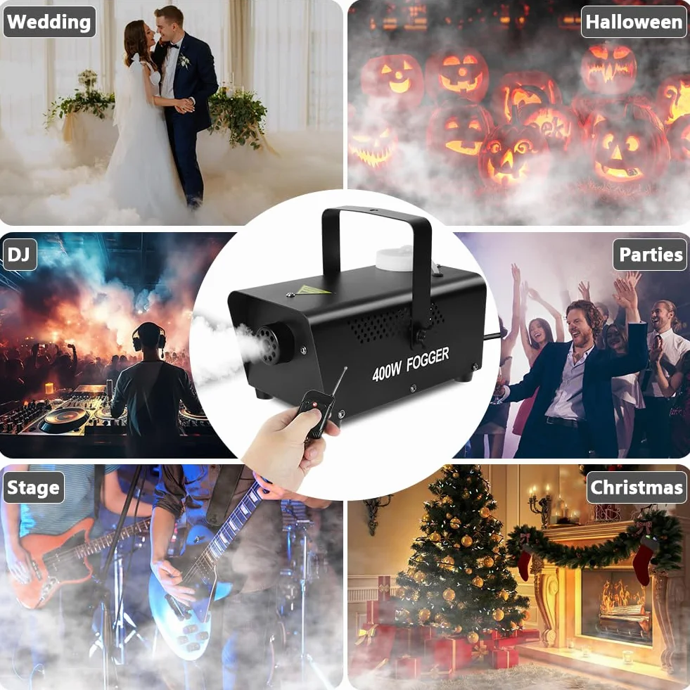 HOTUT Máquina de Humo, 500W Máquina de Humo con Control Remoto, 0.3 litros, Portátil Máquina de Humo con Mando a Distancia y Función de Pulverización Automática para DJ, Bodas, Fiestas, Navidad
