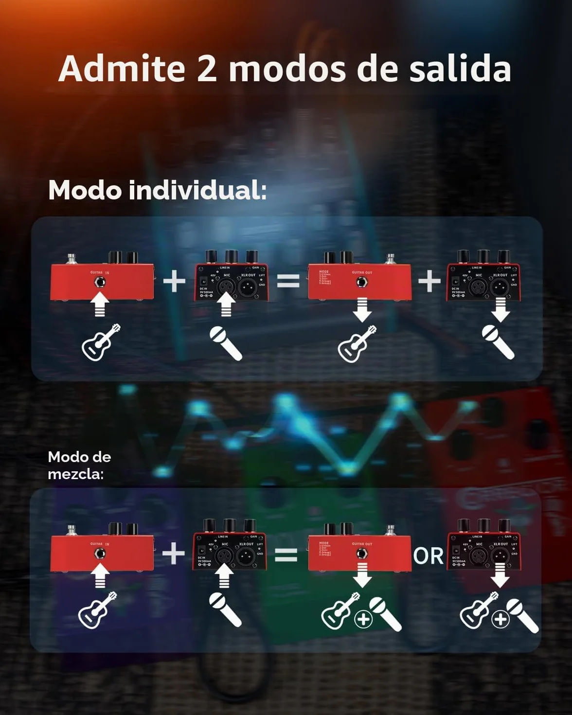 FLAMMA - Procesador de efectos vocales FV01, pedal de corrección de tono, stompbox de voz, amplificador de micrófono para cantantes, streaming, grabación con delay, reverberación y guitarra acústica