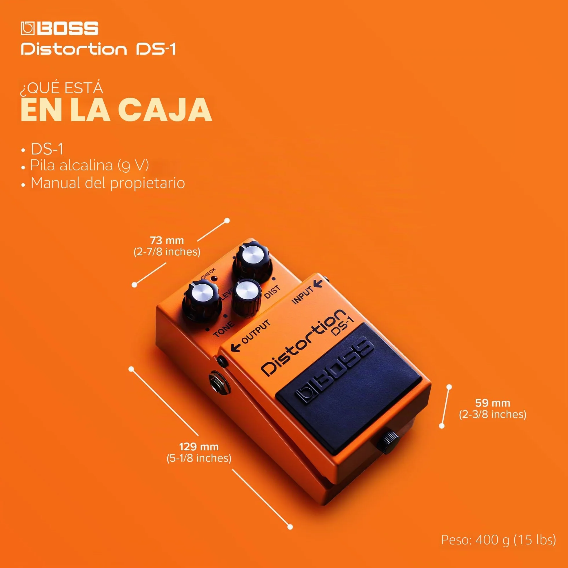 BOSS DS-1 Classic Distortion Pedal | Attack Tones met Harde Randen voor Zware Ritmes en Snijdende Solo's | Tone Control met een Breed Scala aan Sound Shaping-mogelijkheden