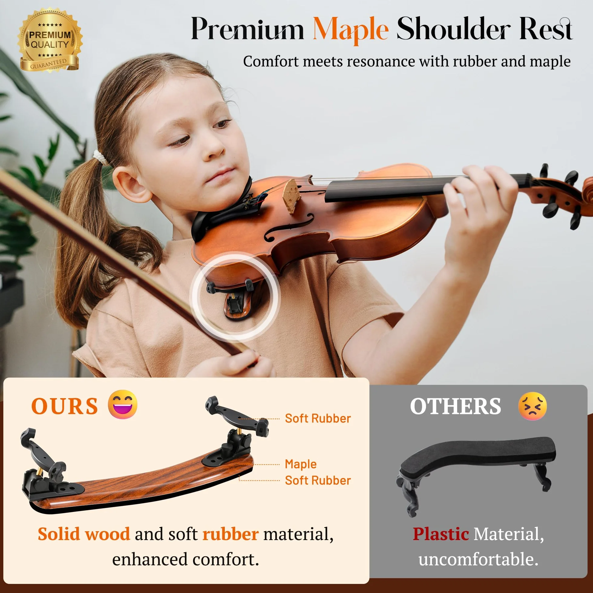 CAHAYA Violín d Madera Maciza Tamaño 4/4 – Exquisita Artesanía Conjunto de Violin con Estuche de Violín Apoya-Hombros Afinador d Resina para Principiantes y Iños arco doble