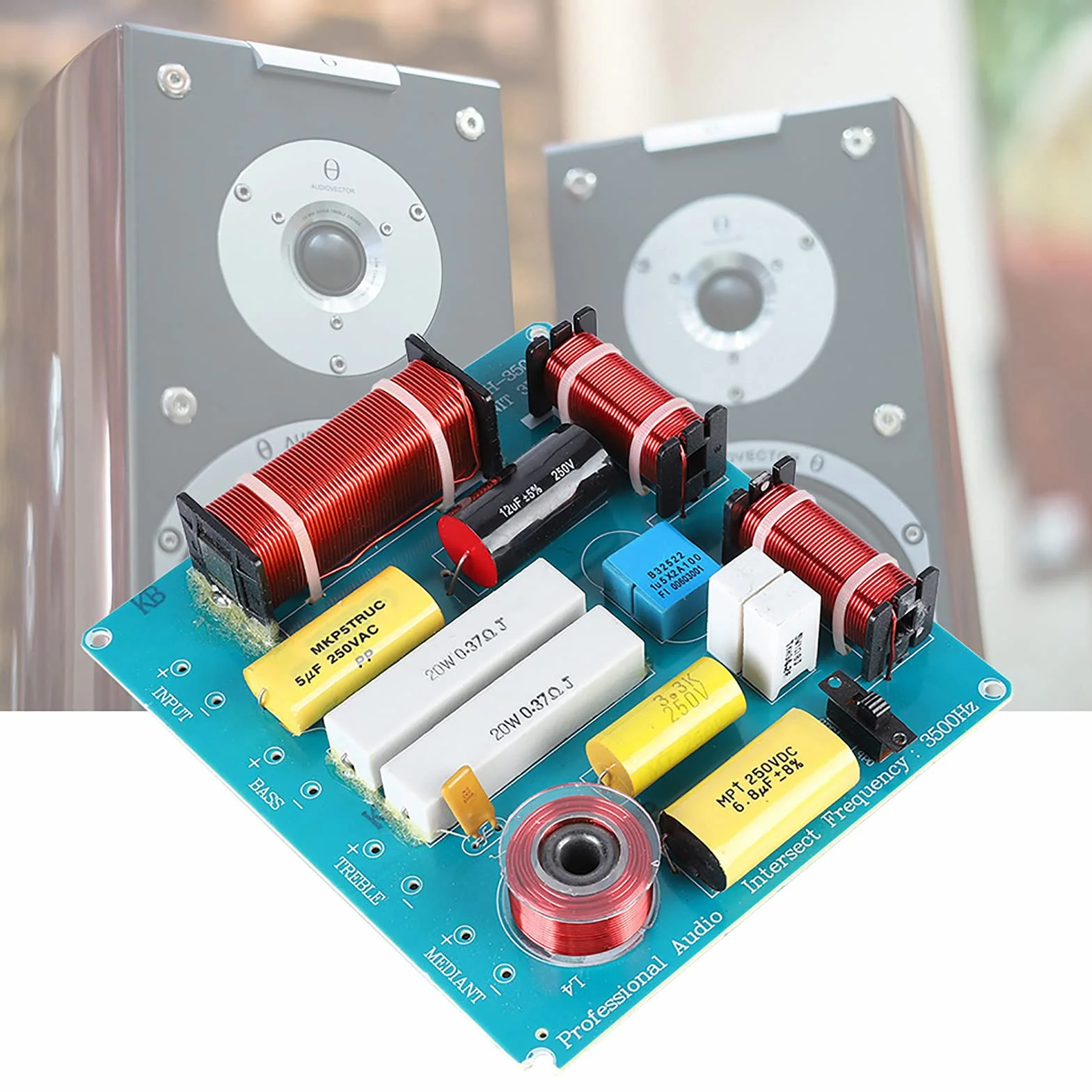 Divisor de frecuencia Crossover 3 vías Altavoz Filtro Audio 300W para DIY KTV