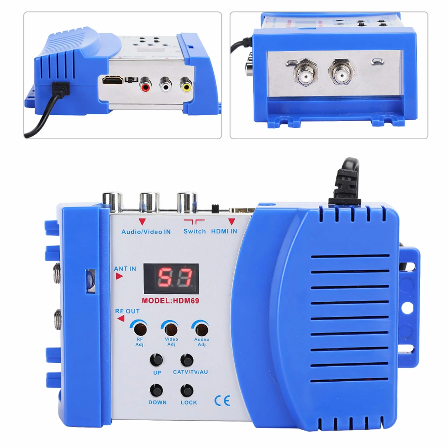Modulador HDM69 Digital RF HDMI AV a RF Convertidor VHF UHF PAL Modulador Portátil Estándar para UE 100-240V