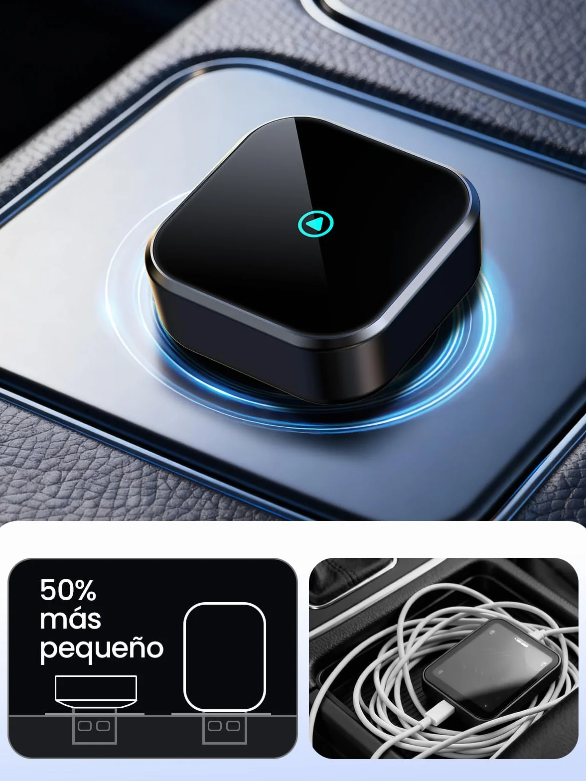 T3 Mini Adaptador CarPlay Inalámbrico para iPhone, Convierte CarPlay con Cable en Inalámbrico, Plug & Play con Type-C/USB, Compatible con Coches Desde 2016, Adecuado para iPhone con iOS 10+