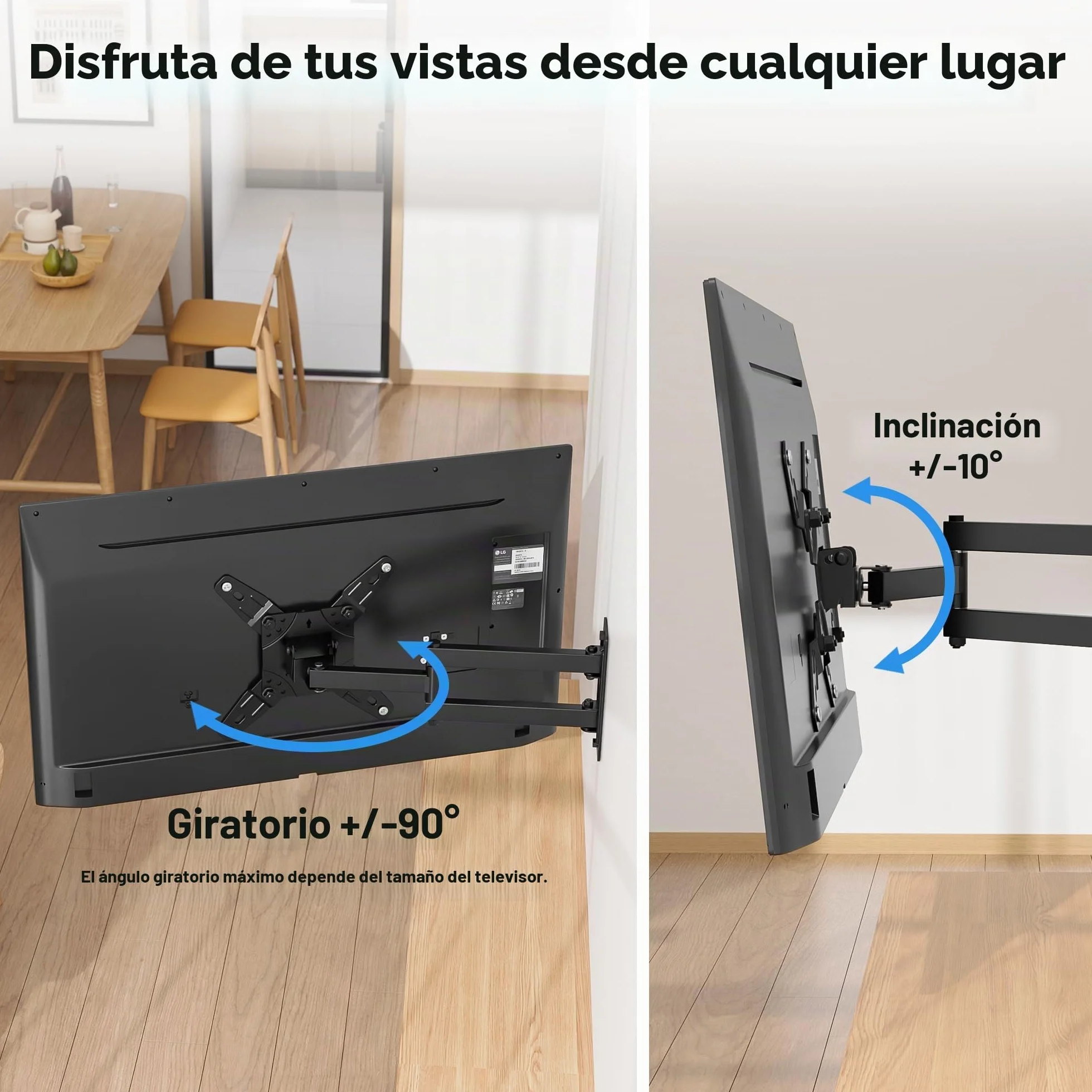 BONTEC Soporte TV Pared Inclinable Giratorio 13-42 Pulgadas Planos Curvos LCD LED OLED, Brazo Extensible hasta 25 kg VESA 200x200 mm