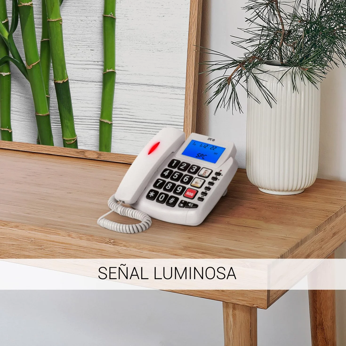SPC Comfort Volume 2 Teléfono Fijo Teclas Grandes Mayores Amplificador Volumen 3 Memorias Directas Identificador Llamadas Azul