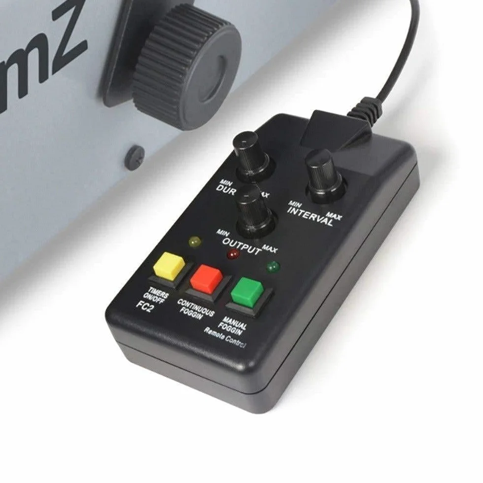 BeamZ S1200 MKII máquina de humo de 1200W, con tanque de 900ml. salida de 215m3 de humo por minuto, control remoto con cable de 3 metros con programador, sólida y fácil de transportar