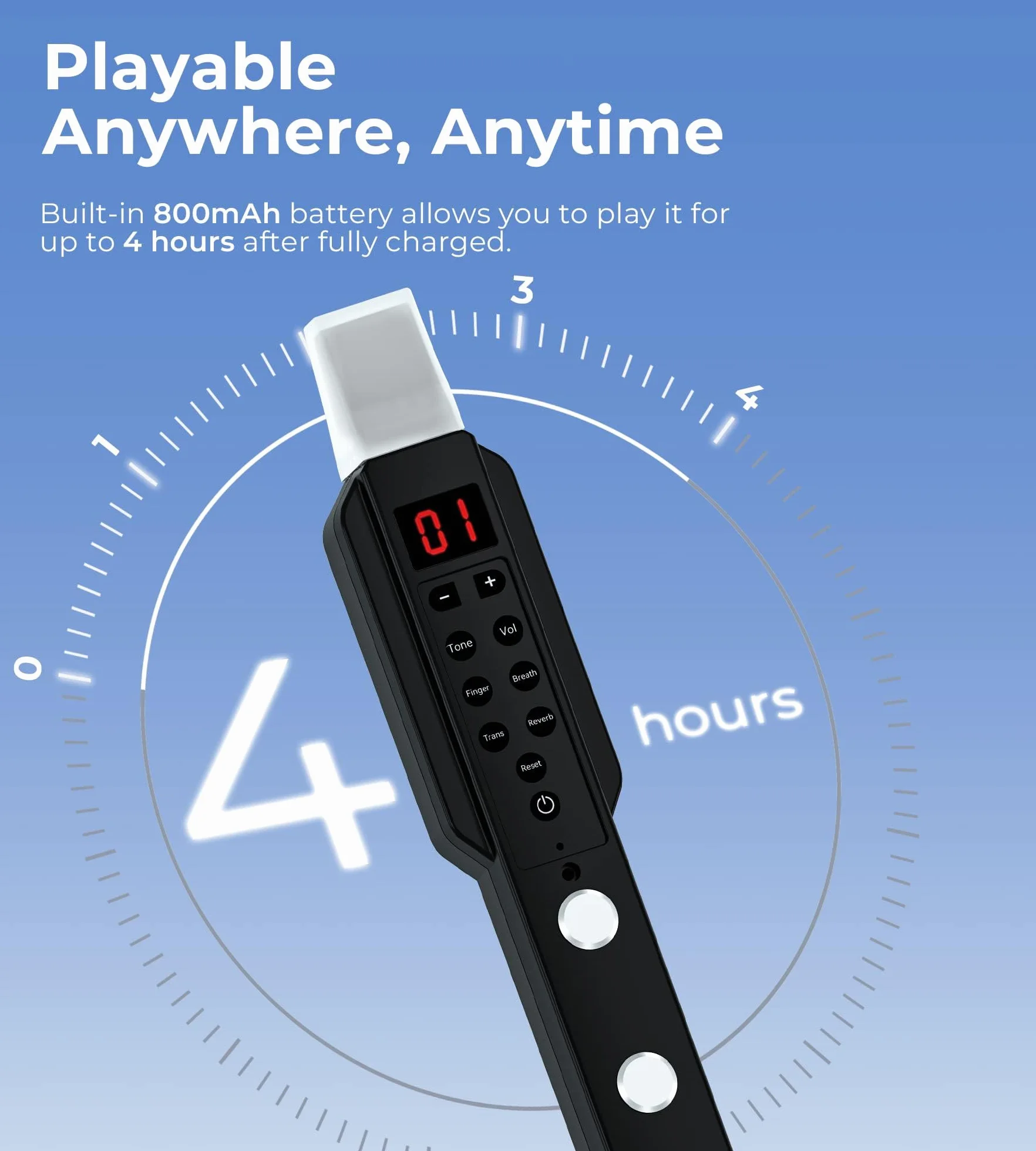 Vangoa EWI-100 - Mini sintetizador electrónico digital portátil de instrumentos de viento recargable con boquilla extraíble para niños, adultos y principiantes