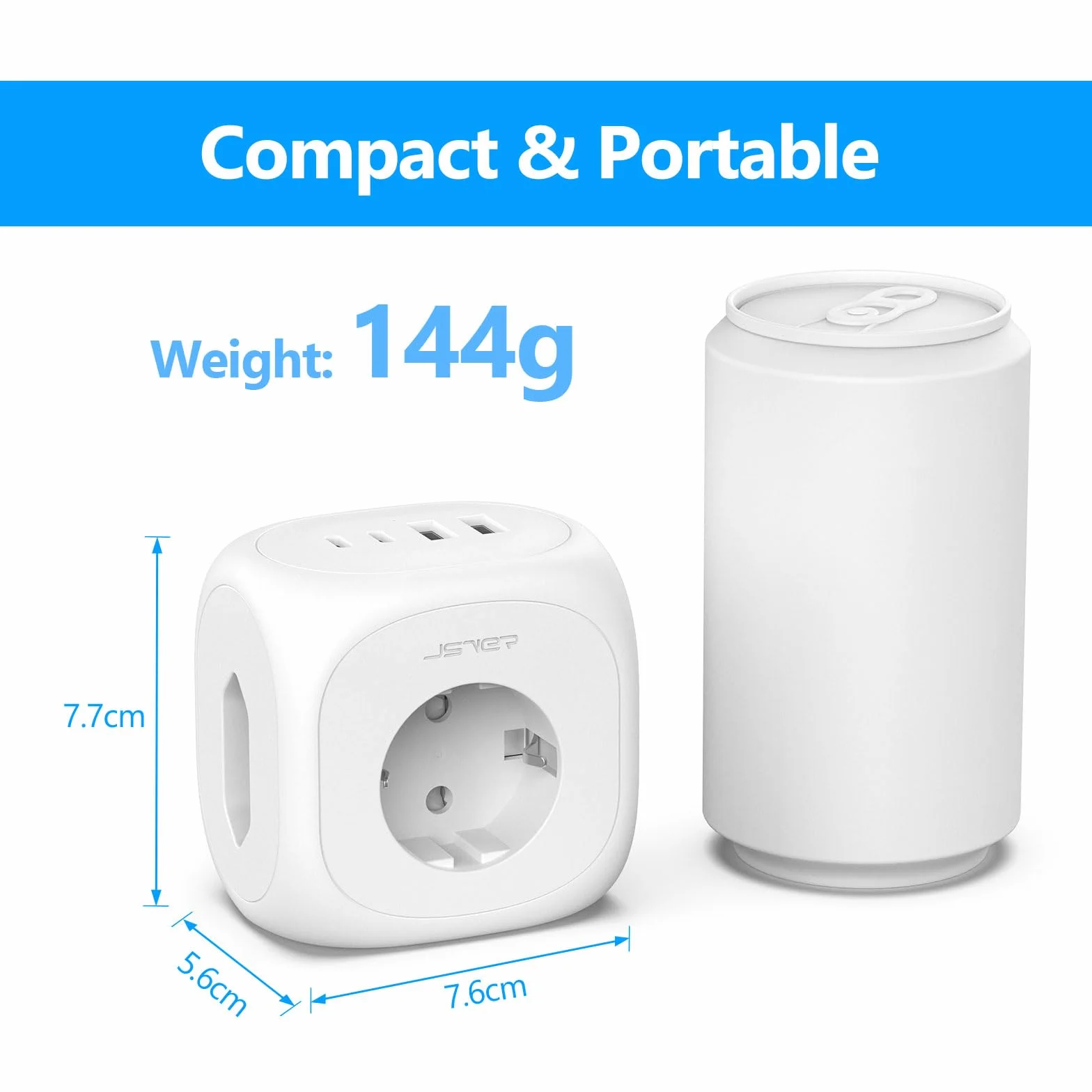 Adaptador Japon 3 Tomas, JSVER 7 en 1 Adaptador Enchufe para Japan Tipo A con 2 USB A y 2 USB C, Enchufe de Viaje para Español a Japones,América, México, Canadá, Tailandia-Blanco