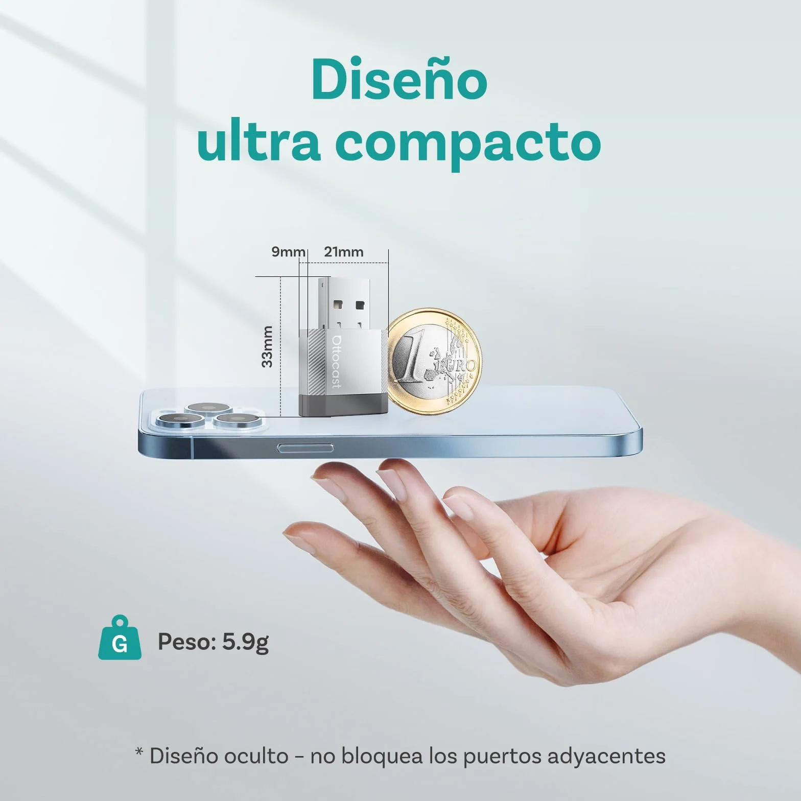 OTTOCAST Mini Nova, Adaptador 2 en 1 Inalámbrico CarPlay y Android Auto Mejorado 2026 para Teléfonos iOS y Android, Conexión Estable sin Retrasos, Compatible con Dos Teléfonos, Diseño Ultracompacto