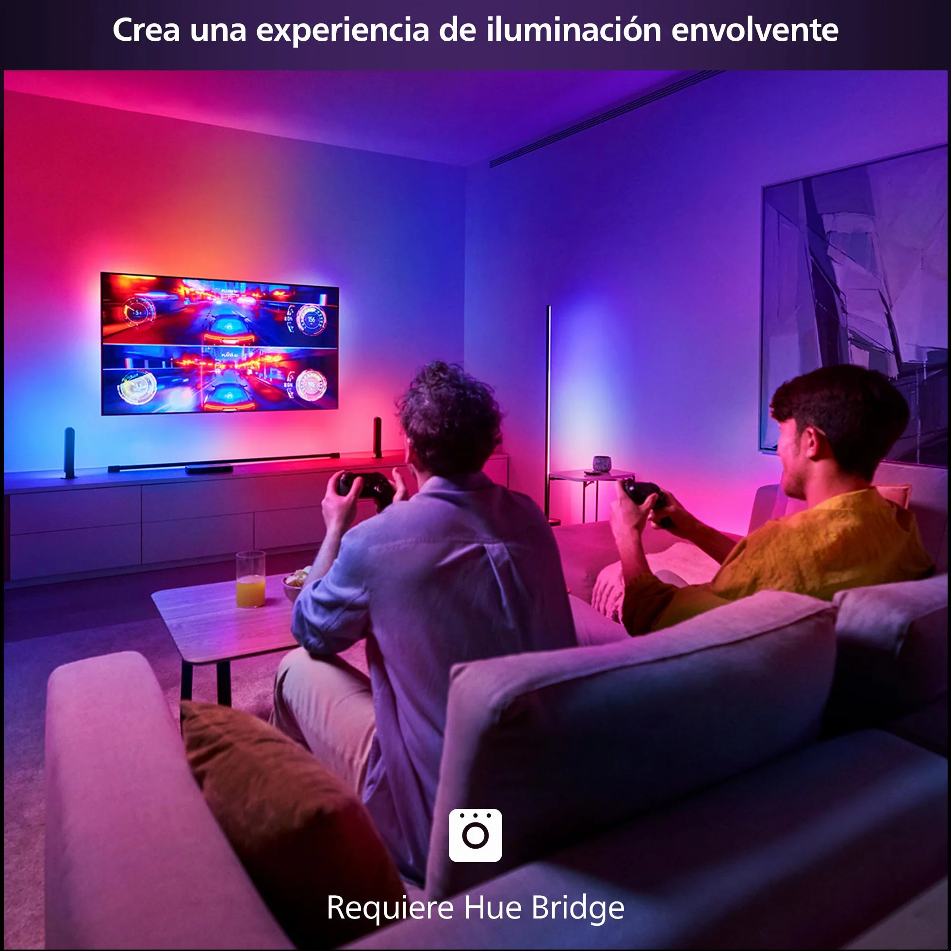 Philips Hue Play HDMI Sync Box 8K Sincronizador de Luz Ambiente con Videojuegos Películas Música Hasta 10 Luces LED Admite Dolby Vision HDR10+