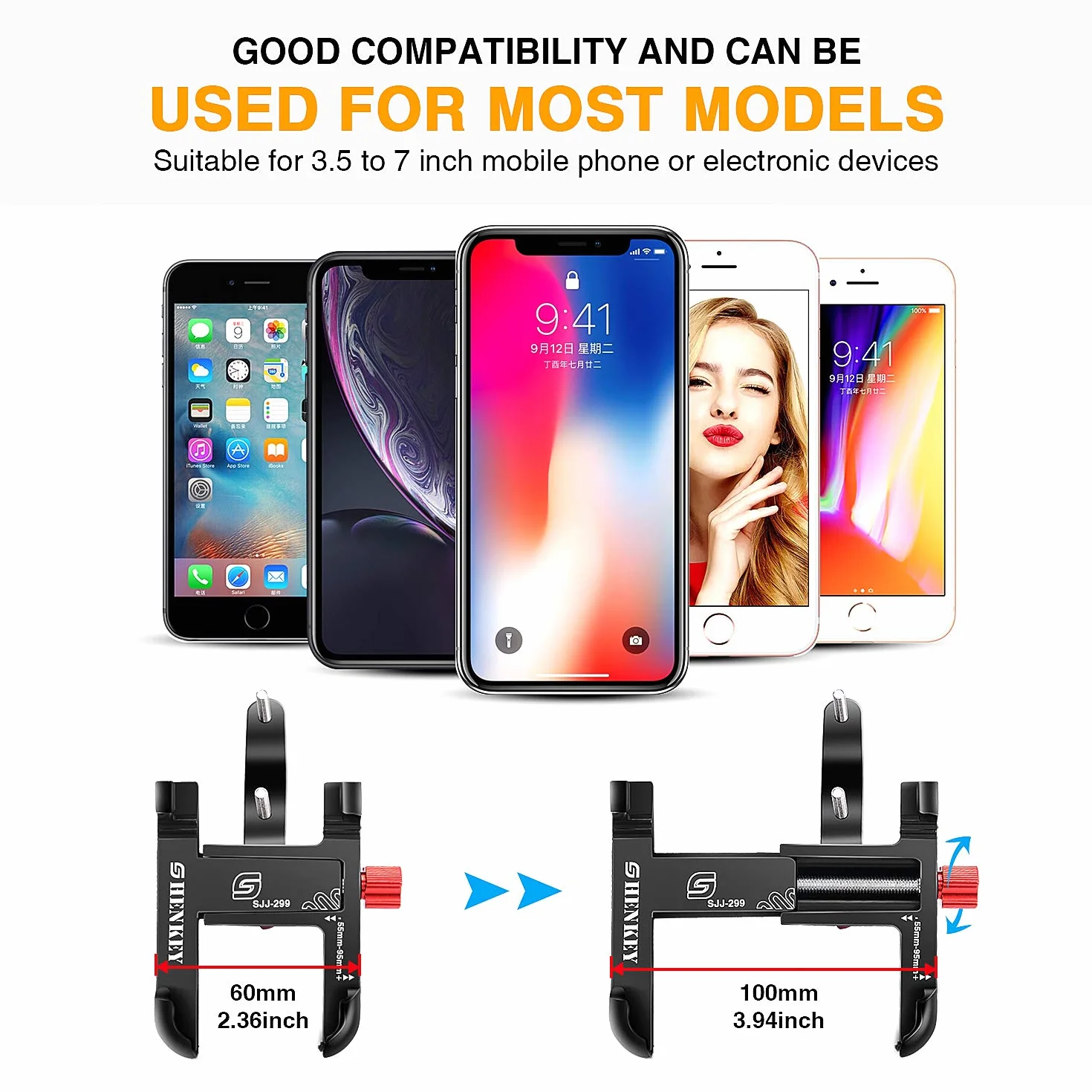 Soporte de Bicicleta de Aluminio Ajustable 360° Compatible con iPhone y Samsung