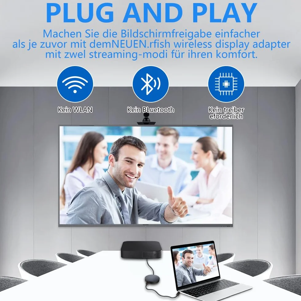 Adaptador Dongle HDMI Inalámbrico 2.4GHz 1080P, Wireless WiFi Display Dongle, Compatible con iOS 8+/ Android 5.0+, Mac/Windows 7+/ Chromecast, TV, Proyector, Monitor