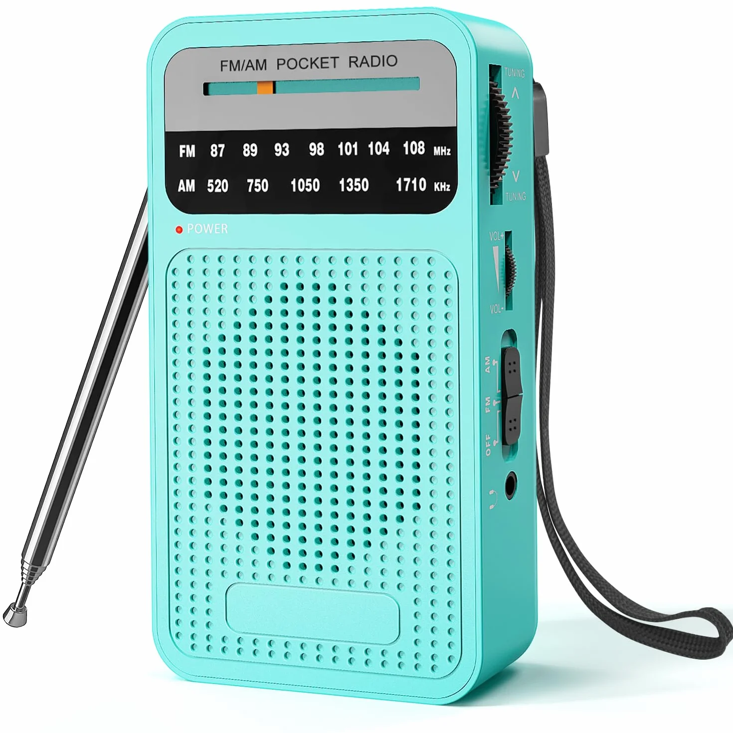 Radio portátil Am FM, con la Mejor recepción, Radio Transistor Goodes con Altavoz, Funciona con Pilas 2AA, Conector para Auriculares para Interiores, Exteriores y Uso de Emergencia, Color Verde