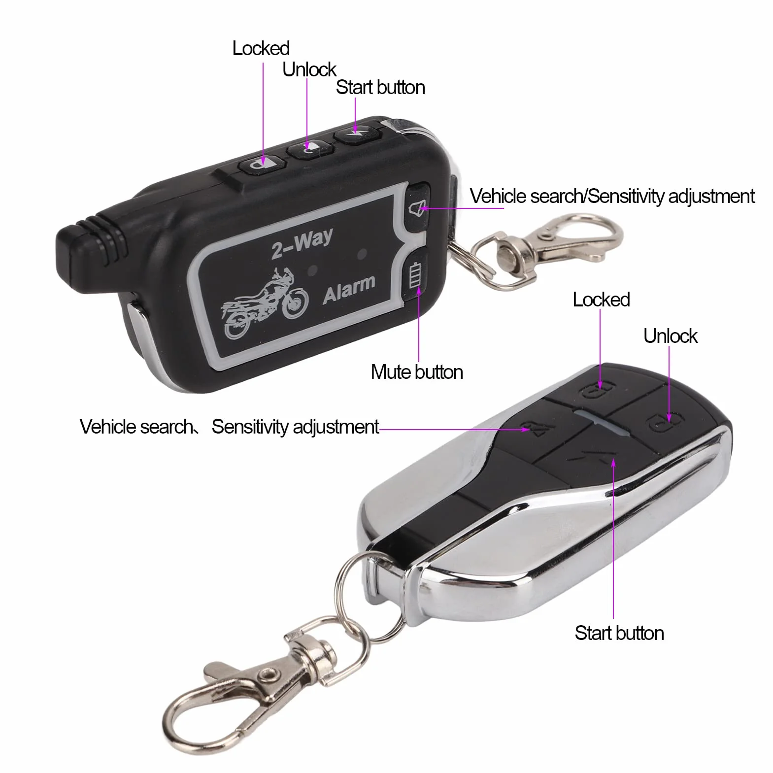 de Alarma Bidireccional para Motocicleta, Yosoo de Alarma Bidireccional para Motocicleta Alerta de Sonido de Vibración Control Remoto LCD Antirrobo Robo Ahorro de Energía