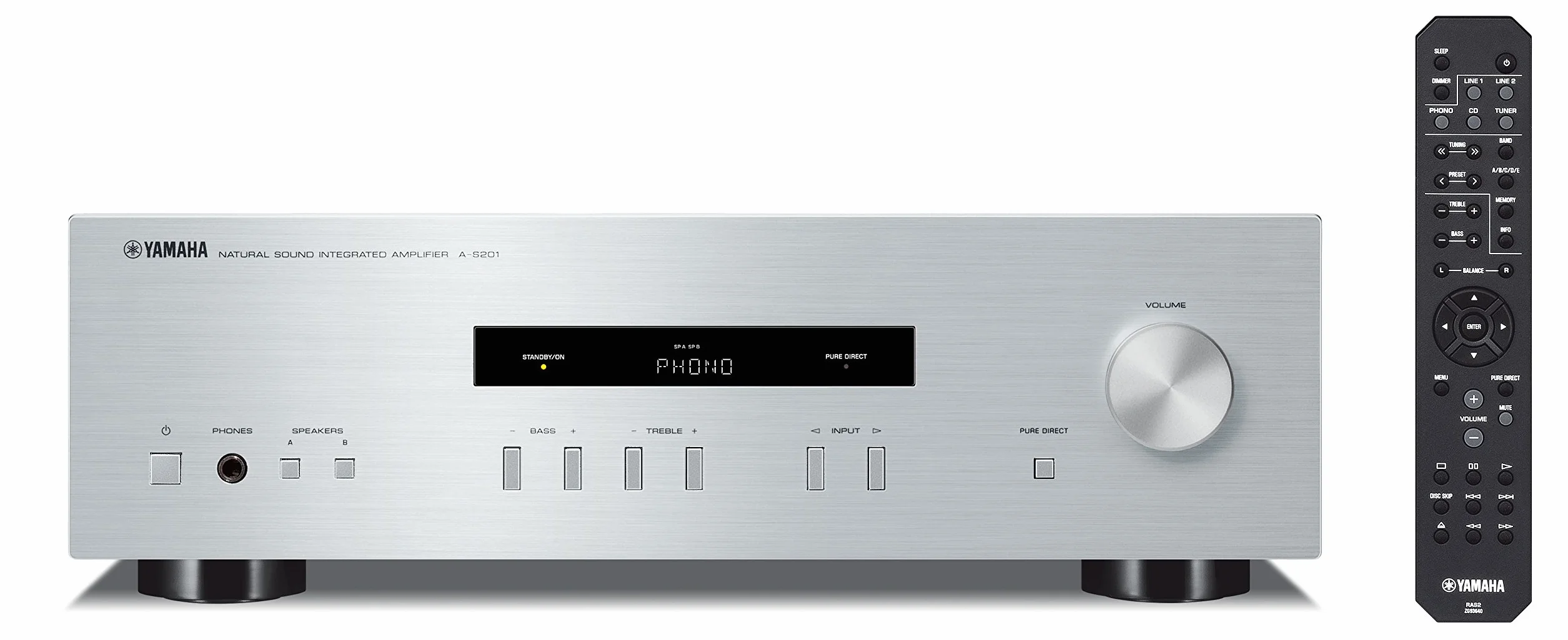 Yamaha A-S201 - Amplificador Hi-Fi estéreo de 100 W, plateado
