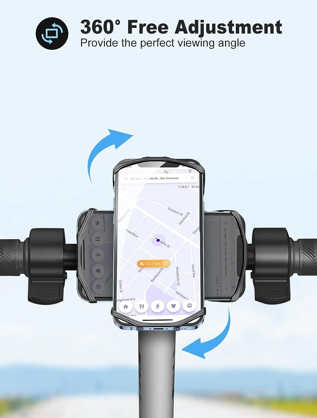 Soporte universal para teléfono móvil de bicicleta y moto, giratorio 360°, compatible con 4,5-7,0"