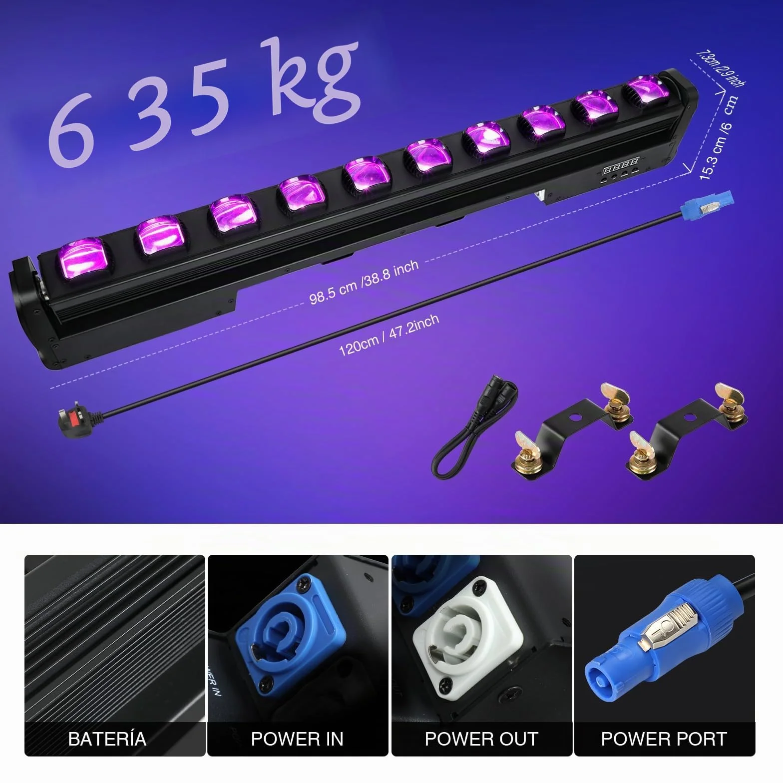 BETOPPER 10x15W RGBW LED Cabeza Movil Haz Wallwasher Luz, Luz de Escenario Efectos de Iluminación Estroboscopica para DJ, Bar, Fiesta, Teatro,Halloween, Navidad,Discoteca, Boda (1)