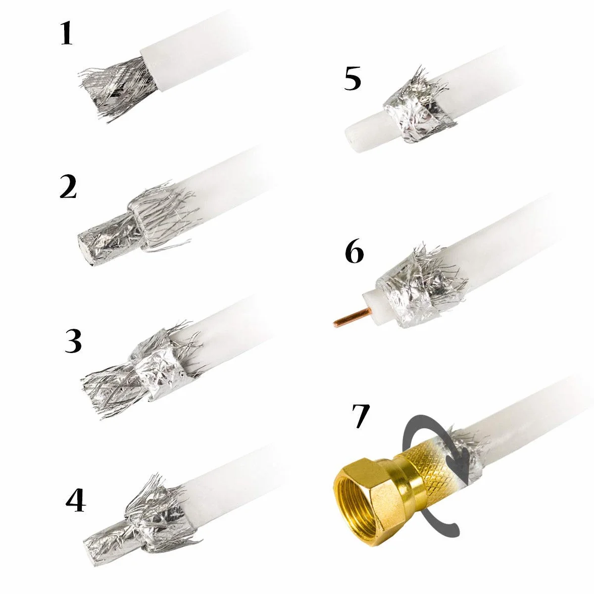Cable coaxial 50m blindaje aluminio cuádruple 135dB DVB-S/S2 DVB-C DVB-T conectores F