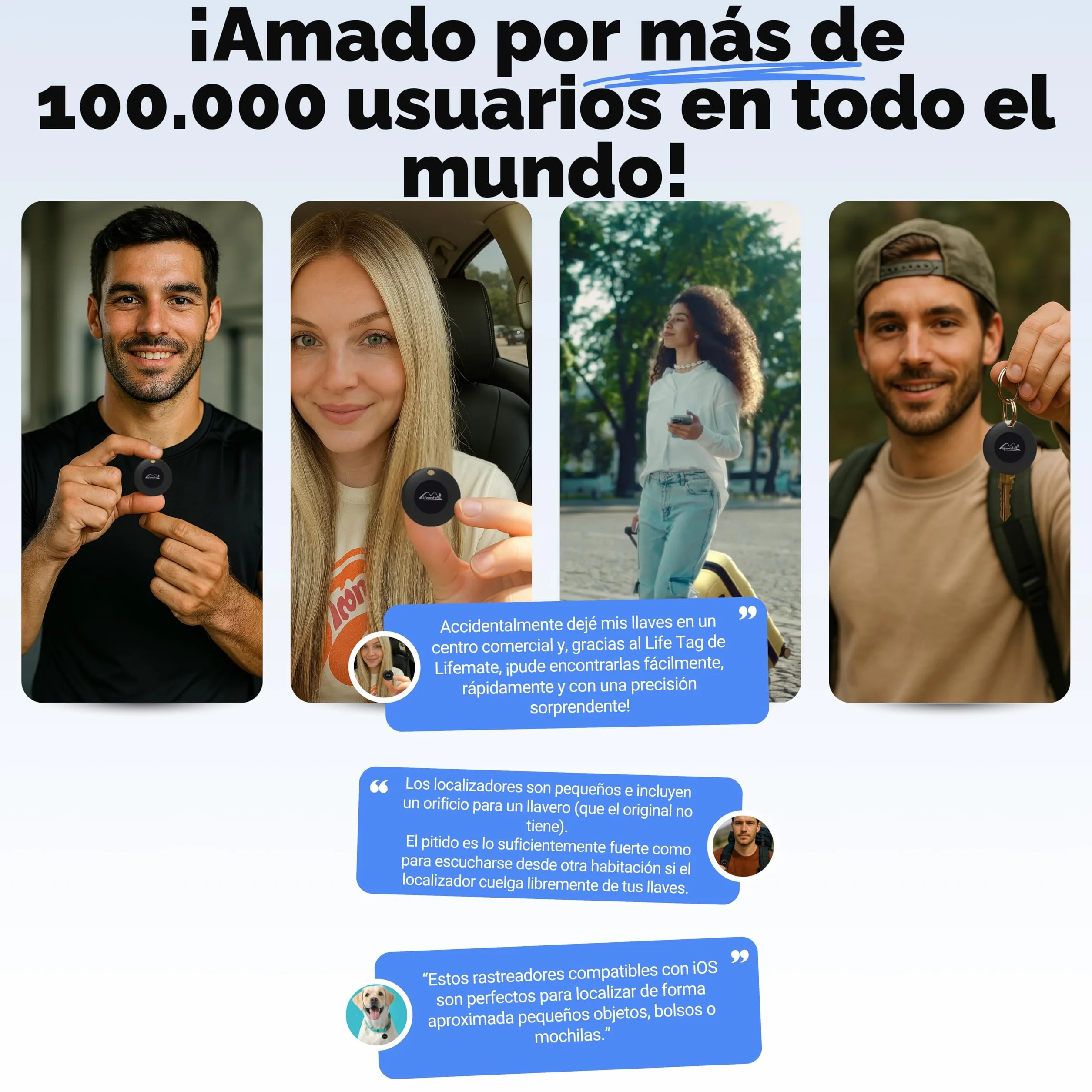 Lifemate Life Tag 2-Pack para Apple Localizador de Objetos con Red Buscar, Resistente al Agua IP67, Batería Larga Duración, Fácil Configuración de Llaves, Mochilas y Carteras