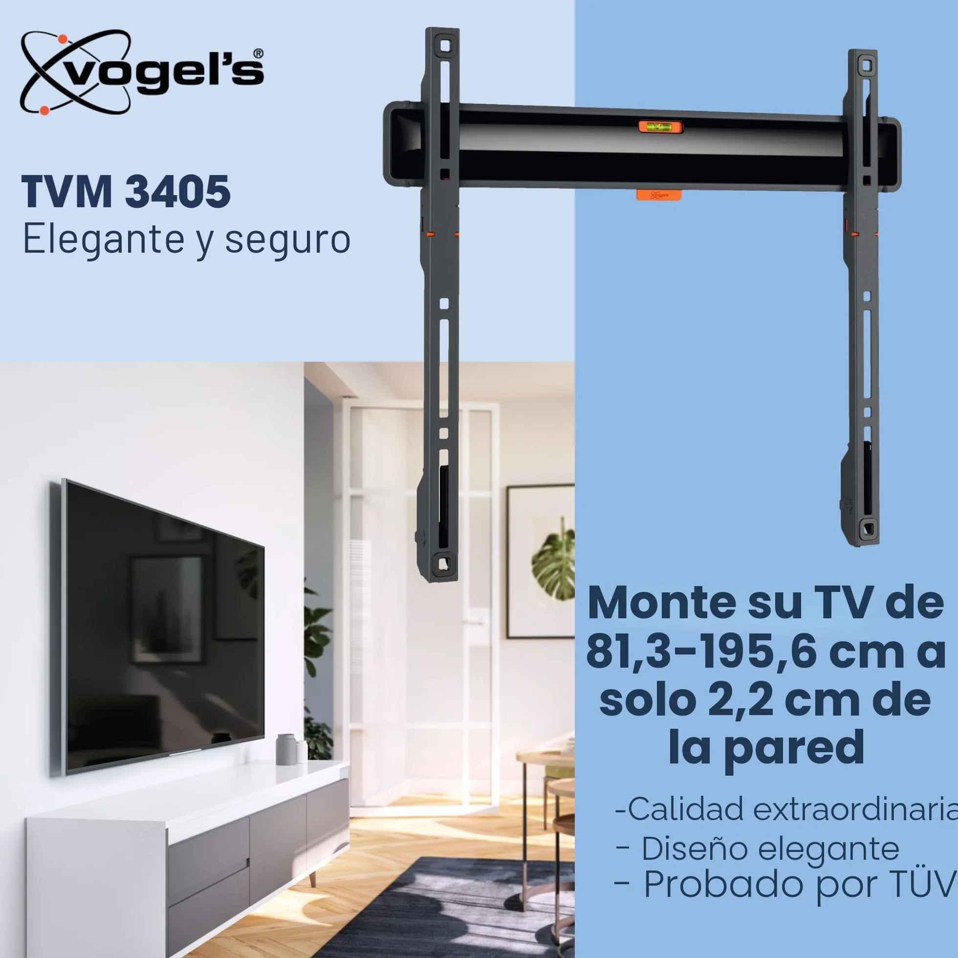 Vogel's TVM 3405 Soporte TV Fijo 32-77 Pulgadas 50 kg VESA 400x400 Universal 2,2 cm