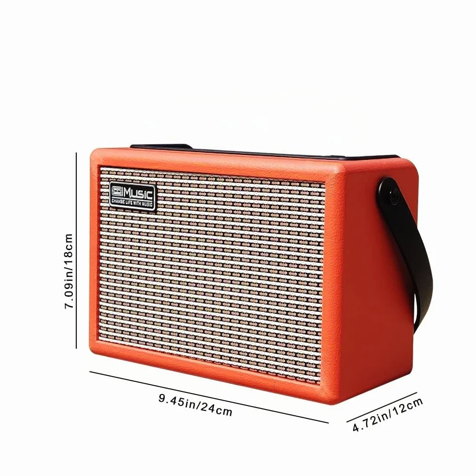 Coolmusic 15G portátil con Bluetooth amplificador de guitarra acústica, amplificador de guitarra eléctrica, con ganancia y reverberación(naranja)