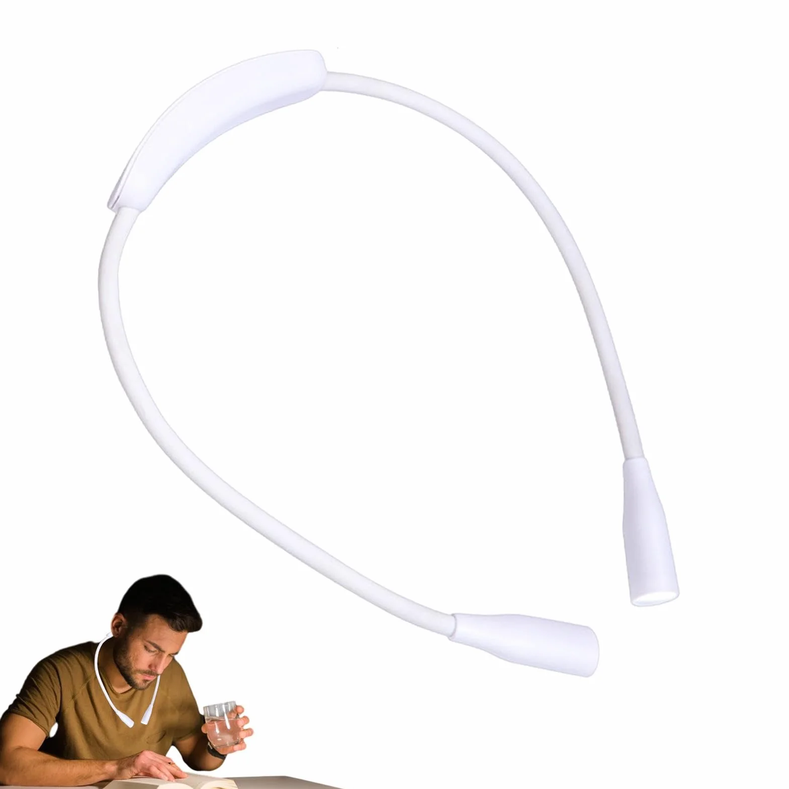 Lámpara de lectura para el cuello - Luces nocturnas de lámpara de libro recargable USB - Ajustable con brazos flexibles, luz nocturna USB duradera para, tejer, manualidades, reparación