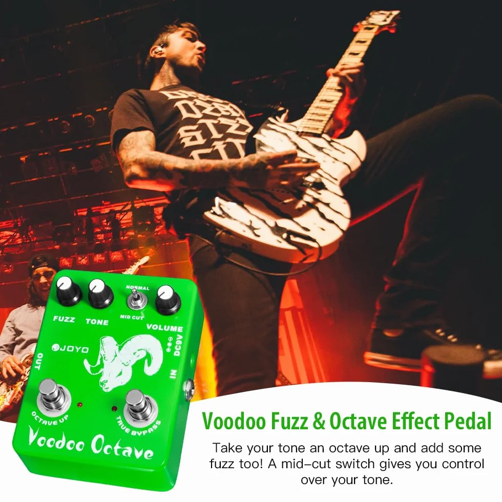 JOYO Octave Fuzz Pedal Germanio Fuzz Efecto Rock de los 60 con "Mid-cut" para Guitarra Eléctrica - True Bypass (Voodoo Fuzz JF-12)