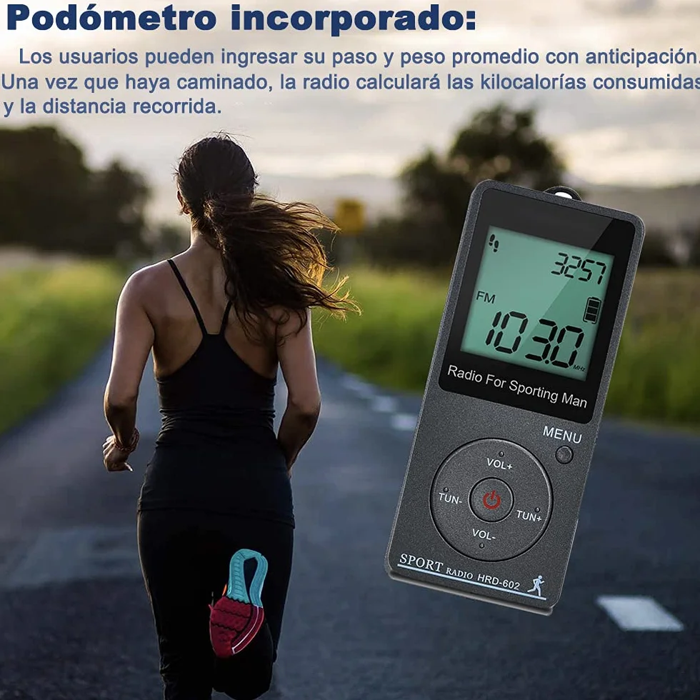 Radio Portátil AM FM de Bolsillo con Pantalla Digital LCD, Recargable USB, Preajuste, Temporizador, Reloj Despertador