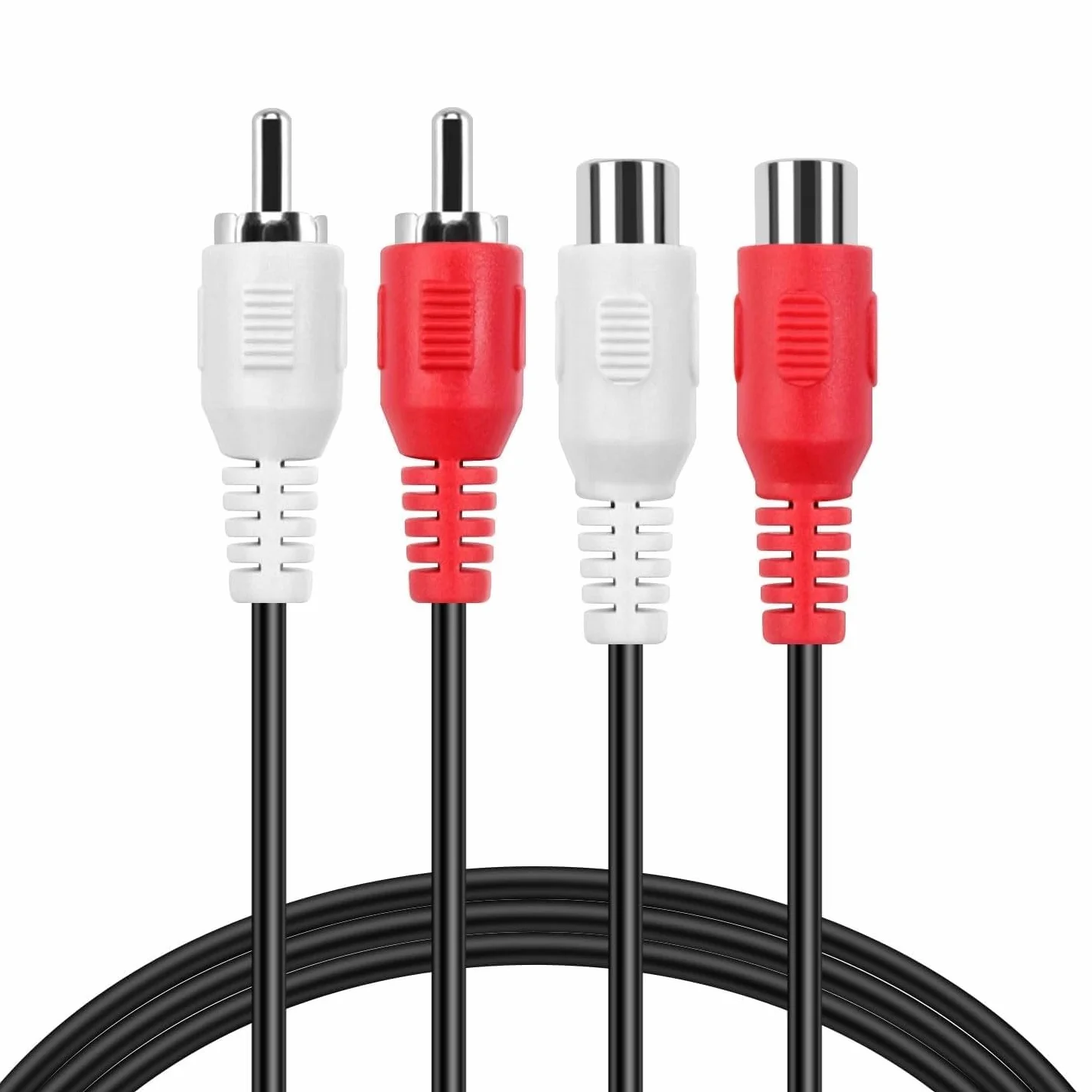 TECHZOCO Cable de audio 2x RCA macho a hembra, Cable alargador de audio, Cable Extensor rca, Cable audio RCA Estereo macho a hembra, Apto para subwoofer, amplificador, Altavoz, 2.5 Metros